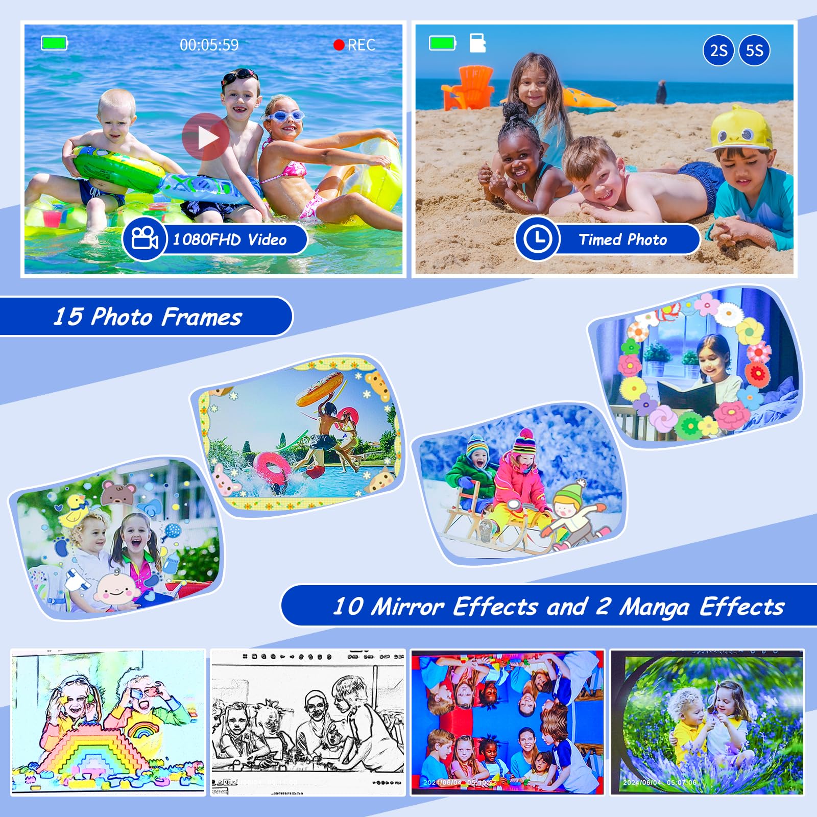 Ourlife 100FT Waterproof Kids Camera - HD 1080P Digital Camera for Boys & Girls | Perfect for Swimming & Outdoor Adventures