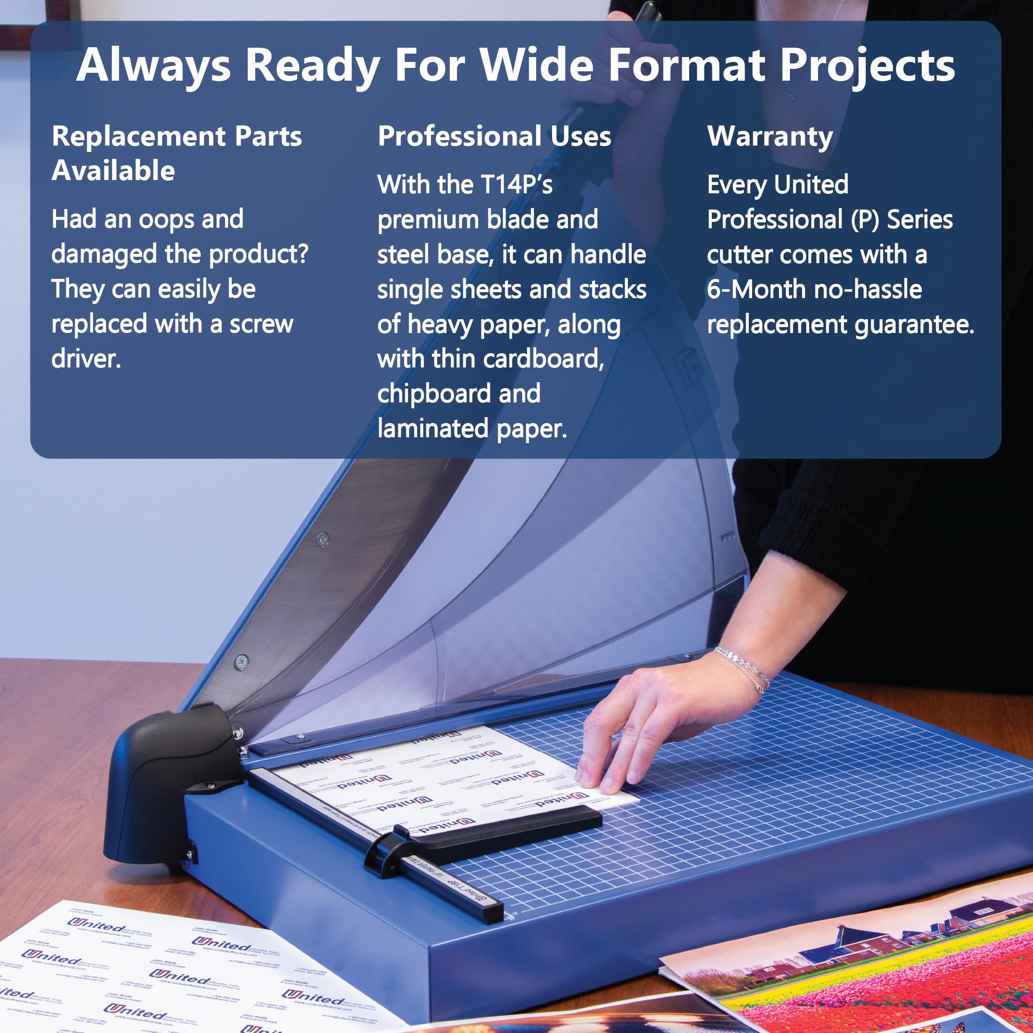United Office Products T18P Professional Guillotine Paper Trimmer - 18 Inch Heavy Duty Metal Paper Cutter with 40 Sheet Capacity for Office, School, Craft Projects | Perfect for Document Cutting, Scrapbooking & Classroom Use