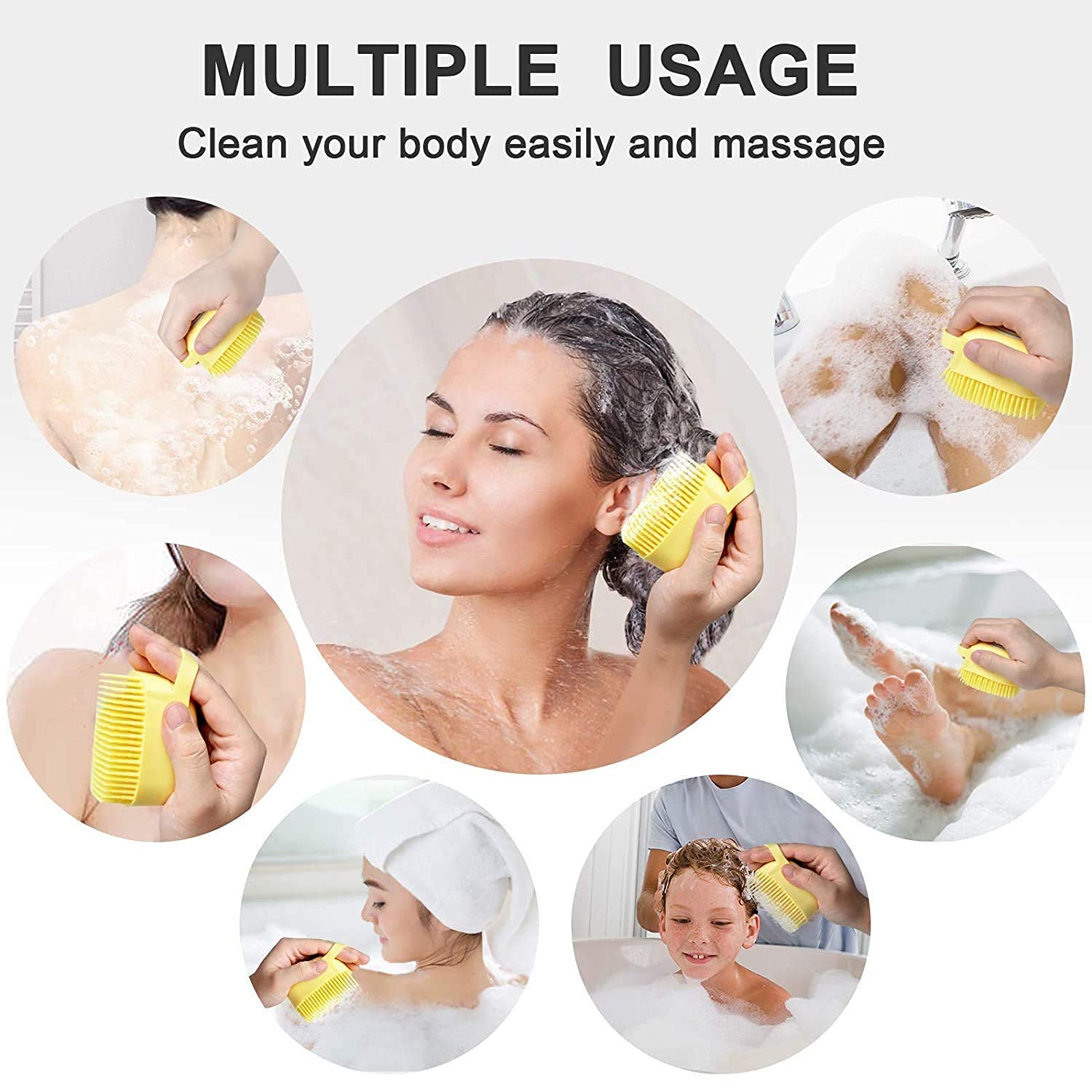 KREZON Silicone Scalp Massage Brush for Shower & Bath - Skin Care & Cleaning