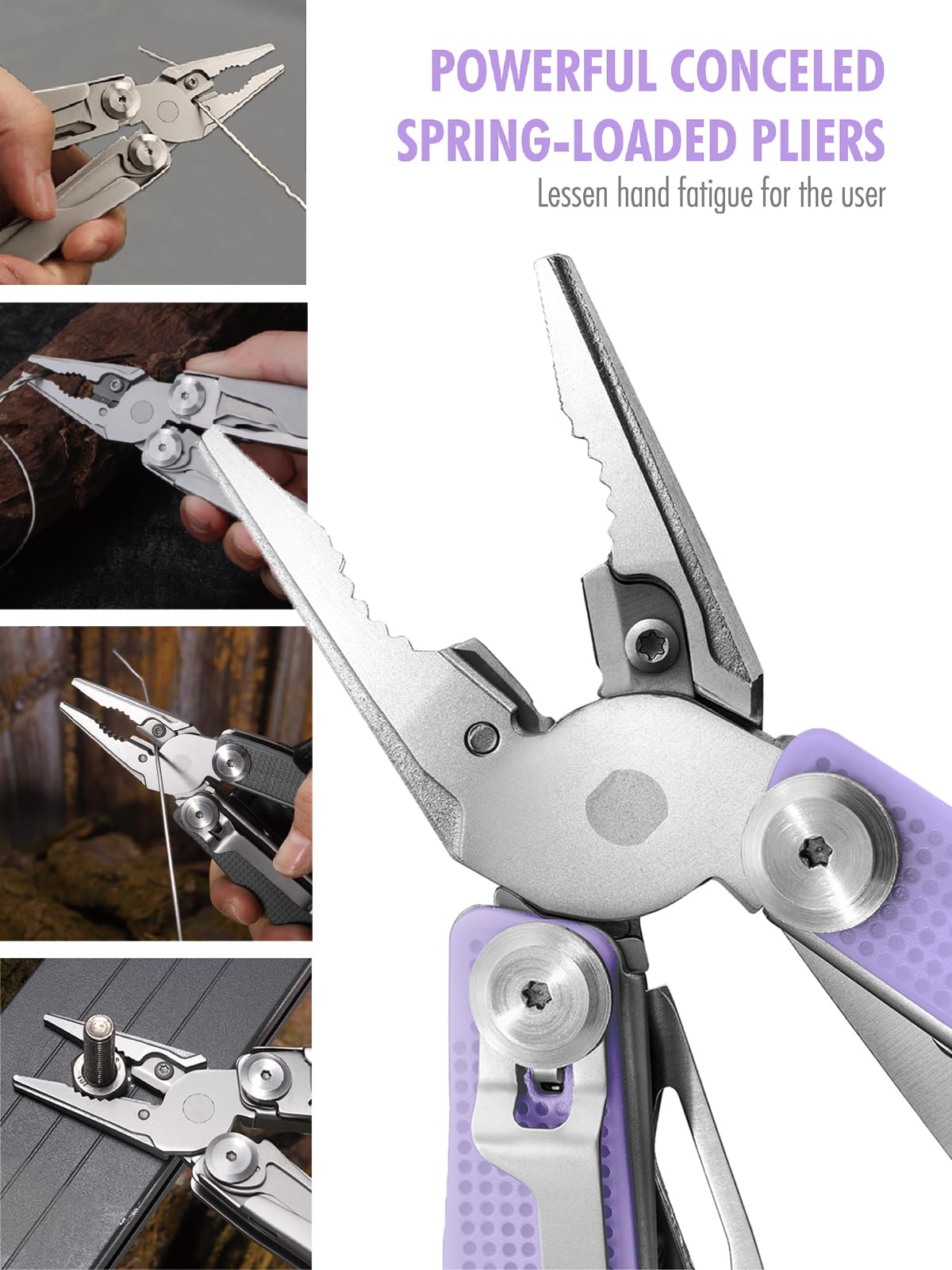 FantastiCAR Purple Utility Knife Box Cutter with 5 Extra Blades & Multifunctional Pliers Set - Stainless Steel Heavy Duty Tool for Home, Office, Warehouse & DIY Projects | Gift Ready Packaging