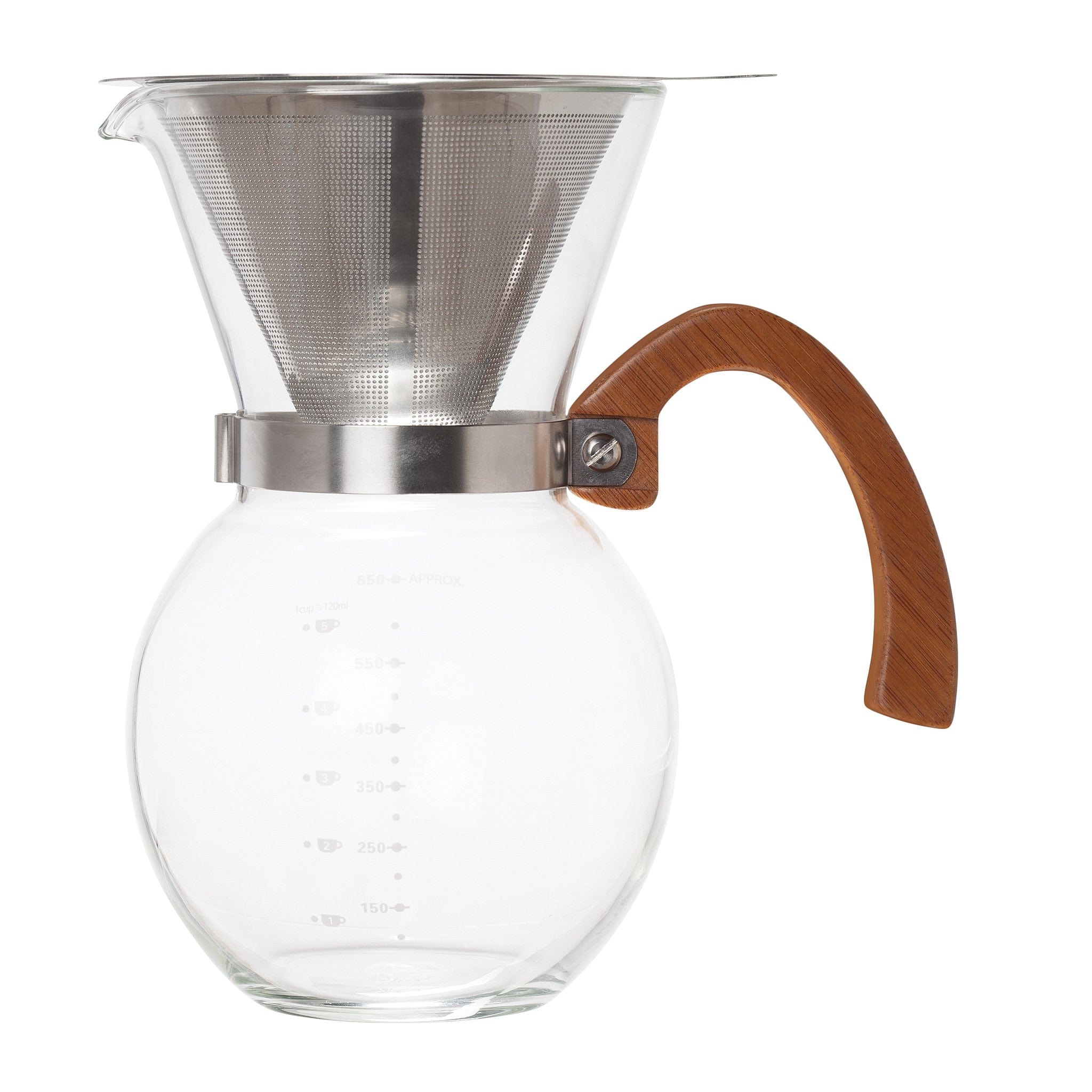 Premium Pour Over Coffee Maker Kit - 22oz Glass Carafe with Stainless Steel Filter & Wood Drip Stand - Perfect for Home, Office & Camping Brewing