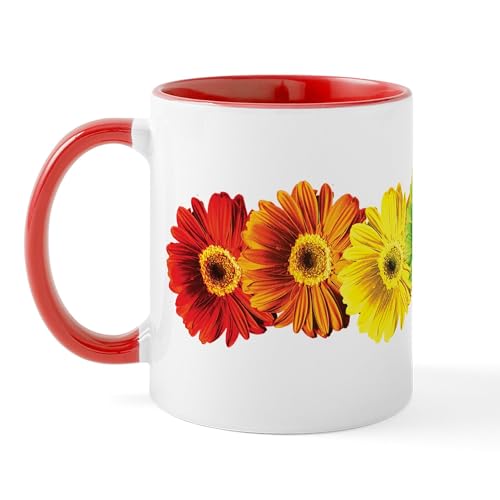White/Red Inside - Rainbow Daisies Mug