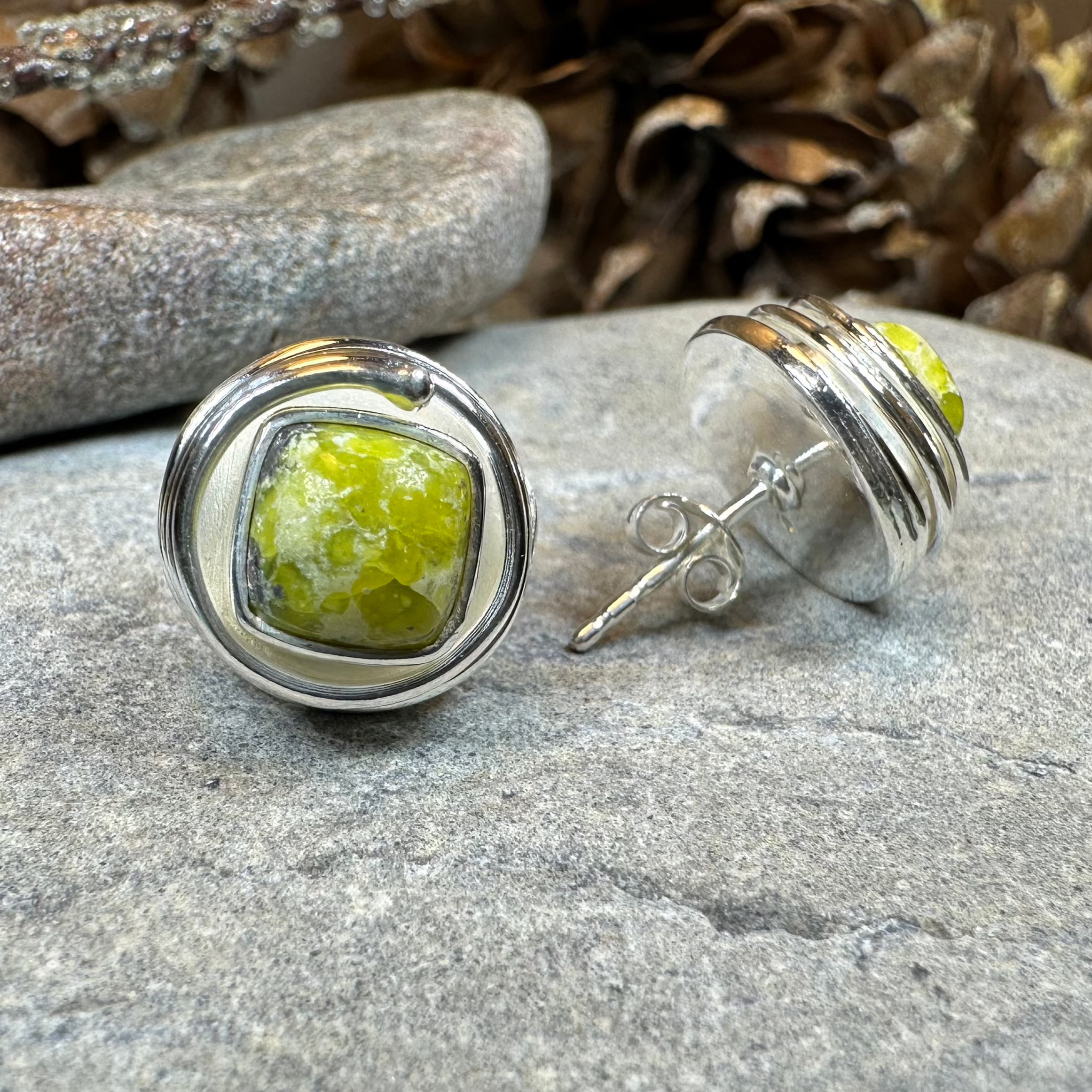 Connemara Marble Celtic Spiral Post Earrings - Handmade Irish Jewelry for Women, Dainty Stud Earrings for Everyday Wear | Perfect Gift for Birthday, Anniversary & St. Patrick's Day