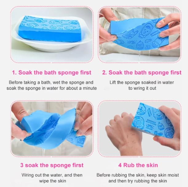 ImegaZ Ultra Soft Exfoliating Asian Bath Sponge - Gentle Body Scrubber for Smooth Skin, Pack of 2 (Adults & Kids) - Perfect for Shower, Bath & Spa Day at Home