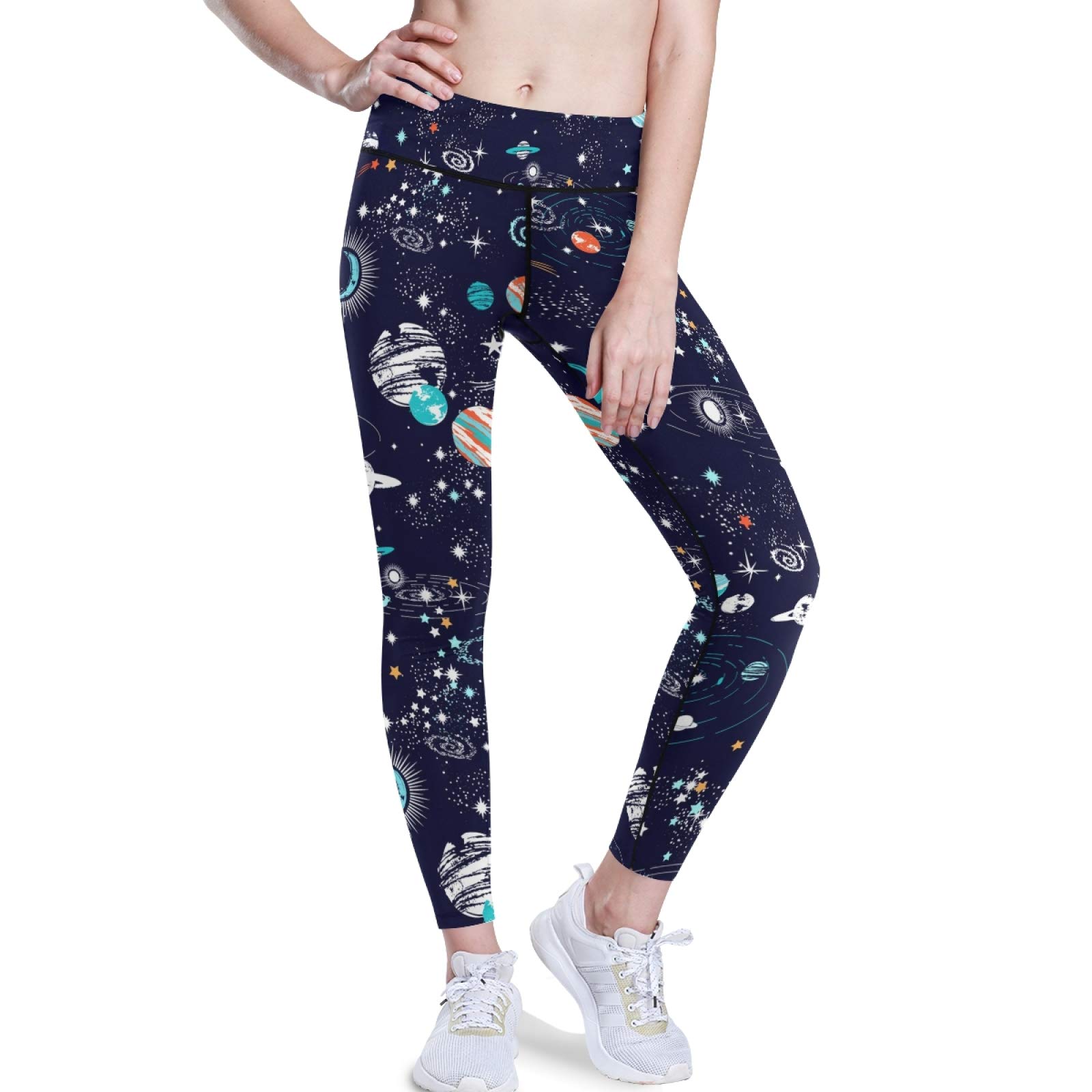 Galaxy Yoga Pants for Women - High Waist Tummy Control Leggings with Pockets for Workout & Running