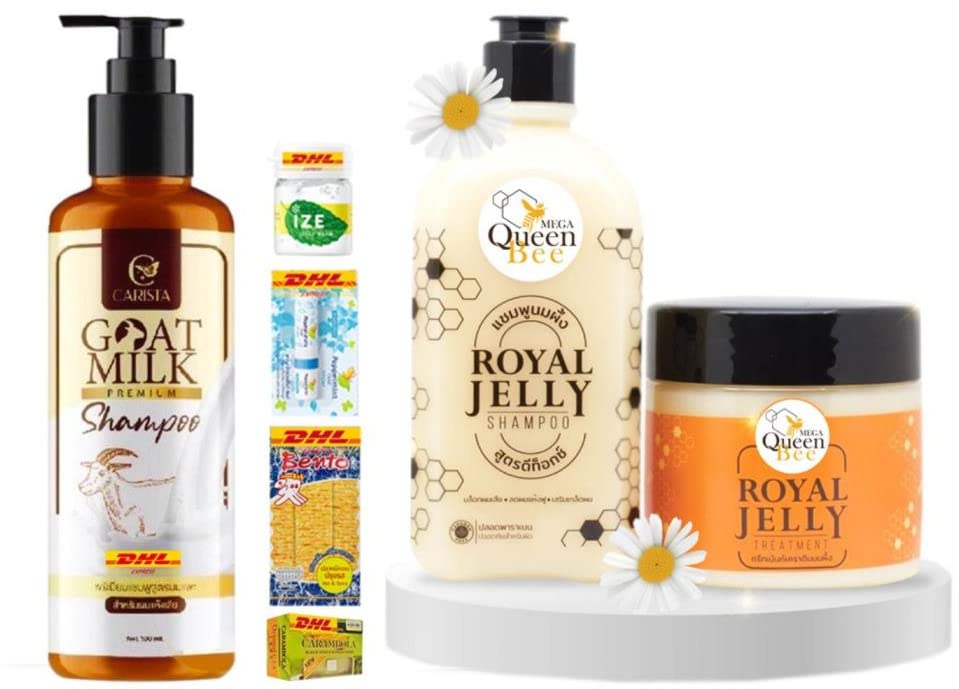 Carista Goat Milk Shampoo 100ml - Anti Hair Loss & Nourishing with Royal Jelly | Purita Shampoo 270ml & Hair Cream 230ml Set | Fast DHL Shipping | Perfect for Dry, Damaged Hair & Scalp Care | Free Beauty Gifts Included