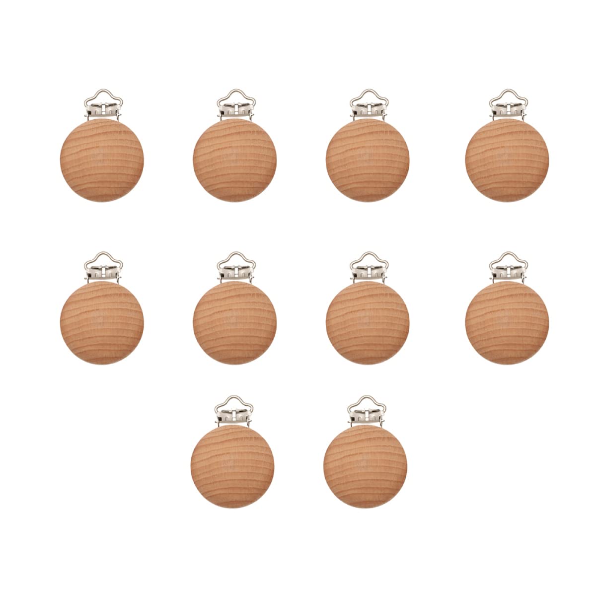 COHEALI 20 PCS Natural Wooden Pacifier Clips for Babies - Safe Teething Soother with Round Shape (30mm, 164g) - Perfect for Newborns, Infants & Toddlers - Ideal for Daycare, Travel & Everyday Use