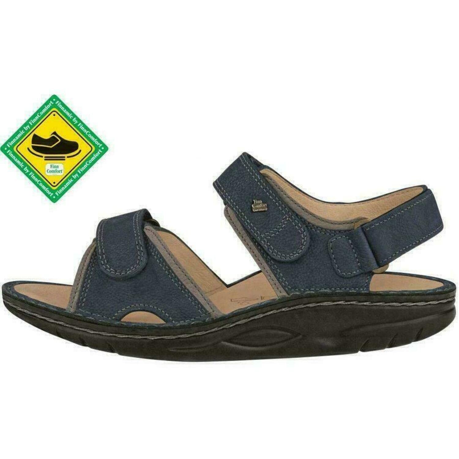 Finn Comfort Women's Yuma 1561 Lake/Grey Nubuck Sandals - Comfortable Walking Shoes for Travel, Work & Everyday Wear