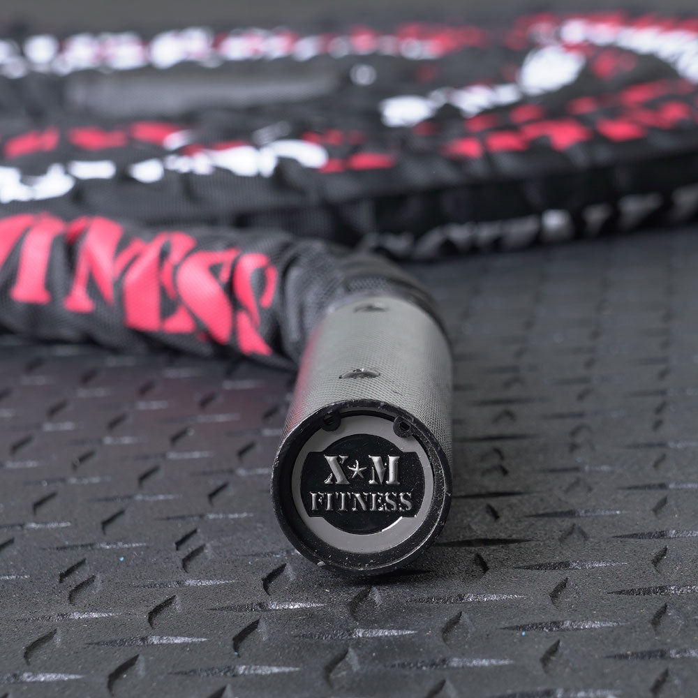 XM FITNESS 50ft Premium Battle Rope with Protective Sleeve - 1.5 Inch Thick Heavy Duty Gym Rope for CrossFit, HIIT & Strength Training - Perfect for Home Gym & Outdoor Workouts