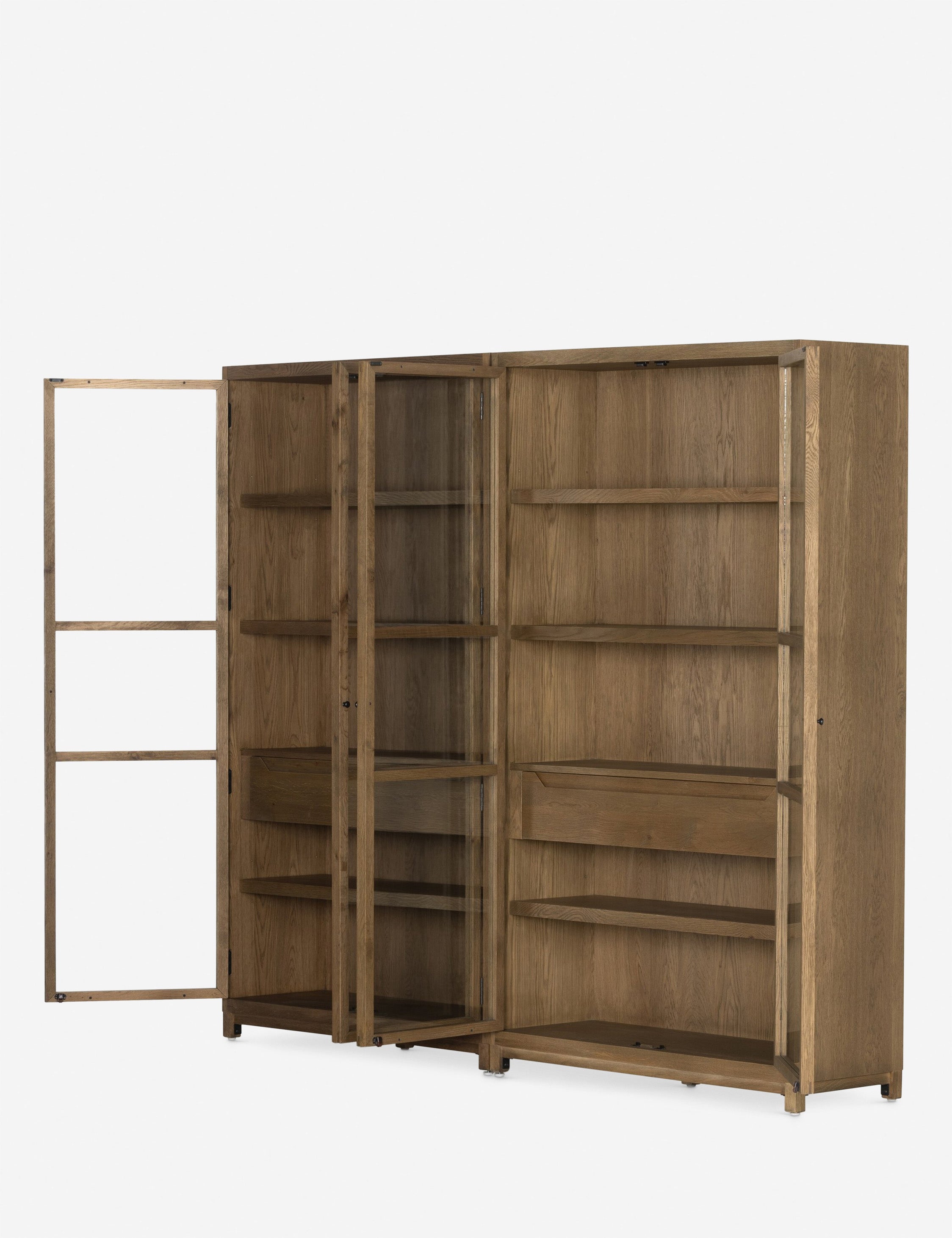 Stylish Carly Double Full Curio Cabinet - Glass Display Case for Collectibles & Home Decor - Perfect for Living Room, Dining Room or Office Display
