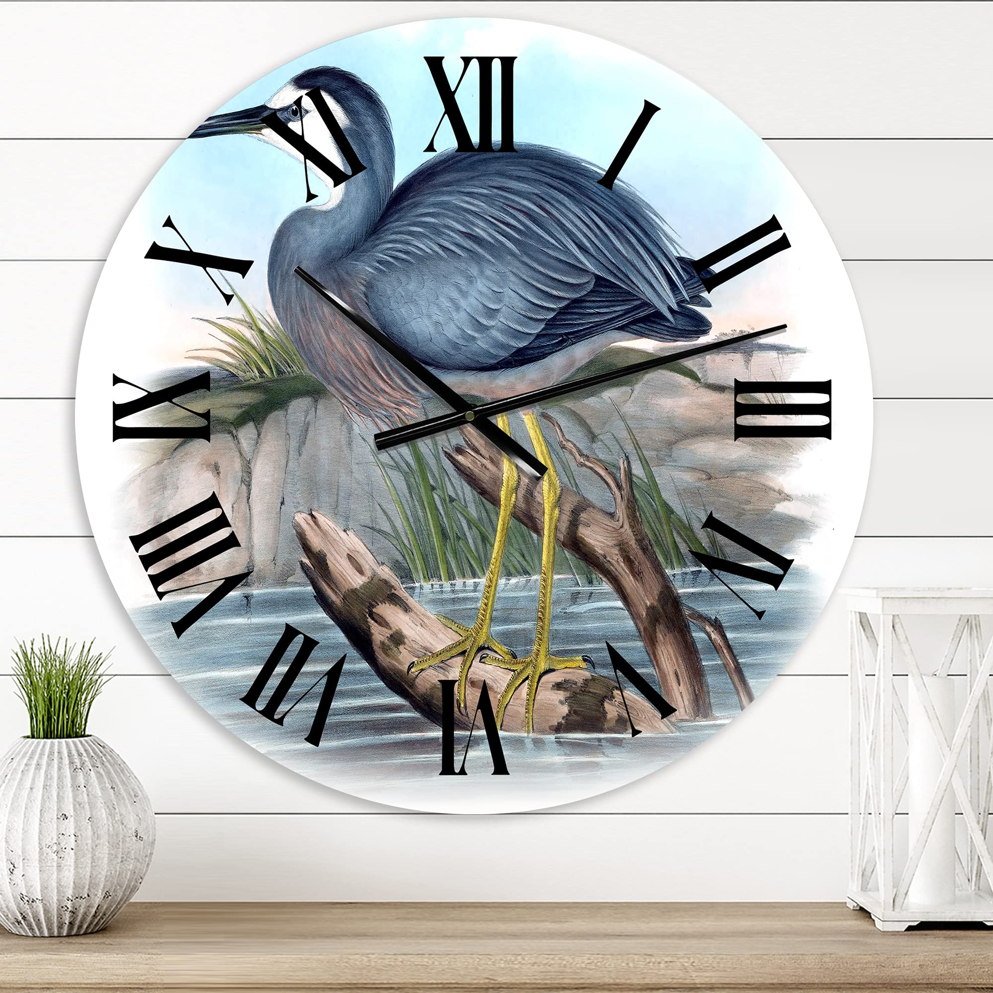 Vintage Australian Birds II Wall Clock - Large Traditional Design for Home & Bedroom Decor | Nature-Inspired Landscape Clock | Perfect for Living Room, Office & Farmhouse Style