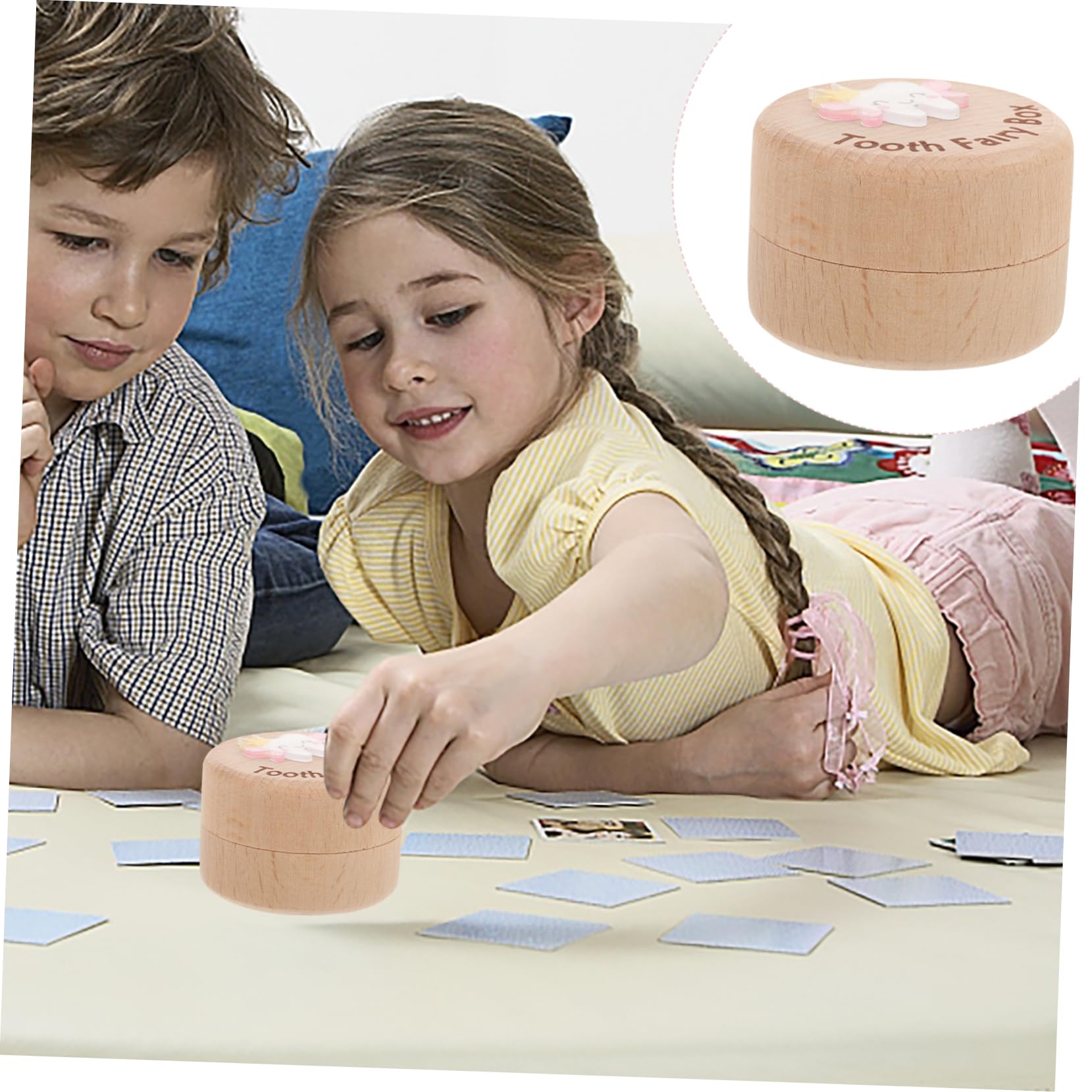 GLSTOY Wooden Tooth Storage Box - Cartoon Teeth Holder Case for Kids & Adults - Perfect for Dentist Visits, Travel, and Home Organization