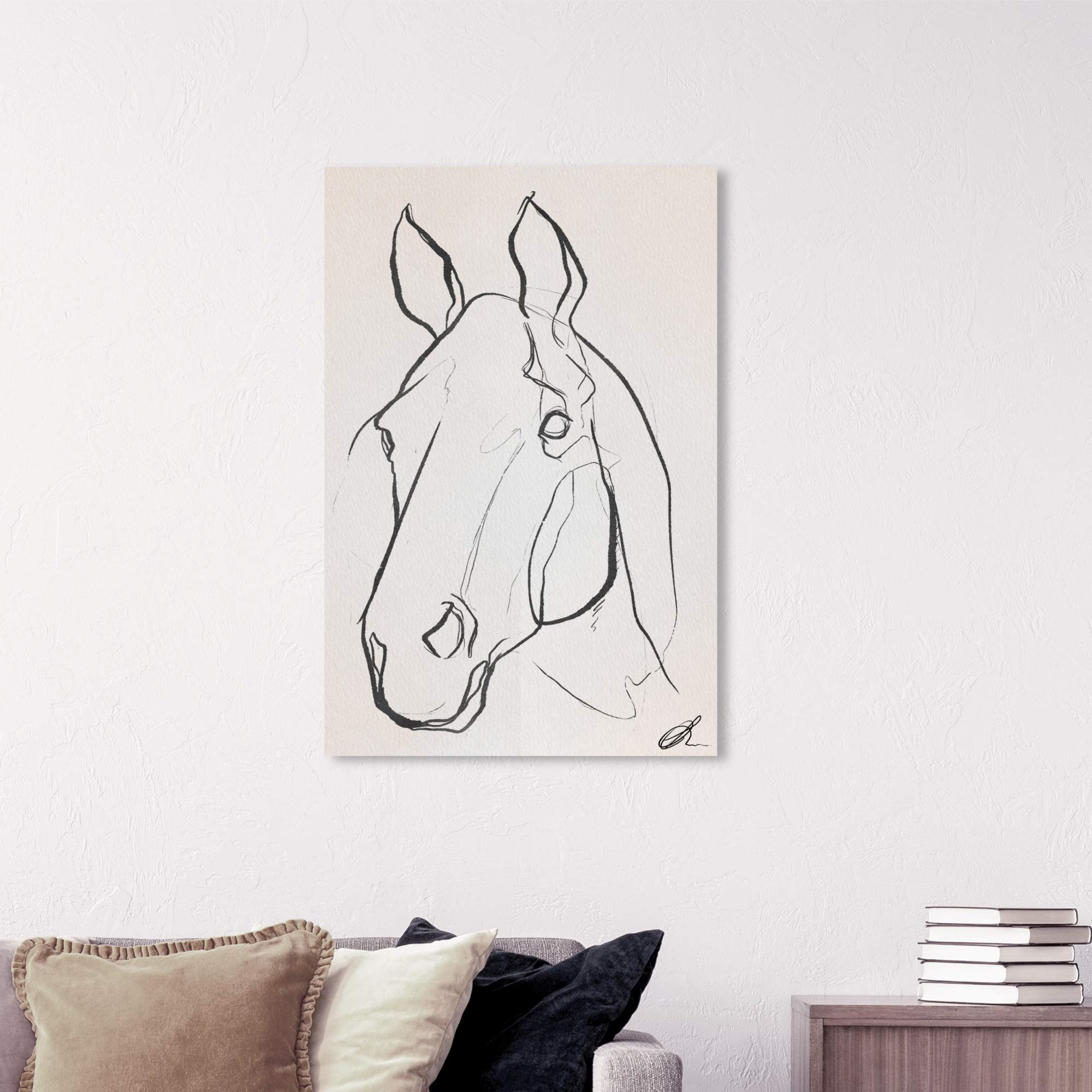Stallion Sketch III Wall Art Canvas Print - 24x36 Inches Black & White Horse Painting - Modern Home Decor for Living Room, Bedroom, Office - Premium Animal Artwork by Oliver Gal Artist Co.