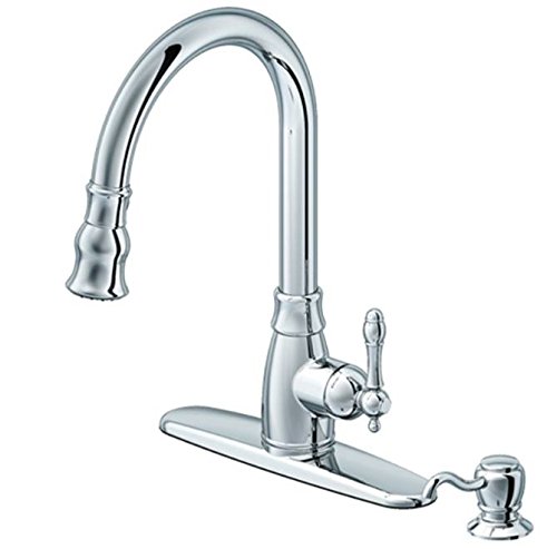 MS5892CP Single Handle Arc Kitchen Faucet with Pull-Out Sprayer & Soap Dispenser - Polished Chrome Finish for Modern Kitchens | Perfect for Washing Dishes, Filling Pots & Cleaning Countertops