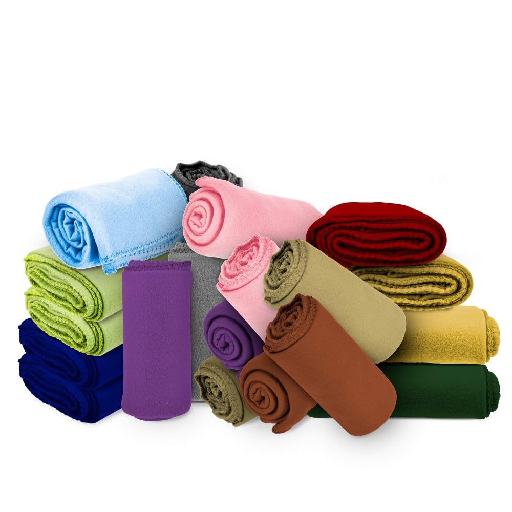Imperial Home 50x60 Inch Soft Bulk Fleece Throw Blankets - 12 Pack (Assorted Colors) | Ultra Cozy Lightweight Blanket for Couch, Bed, Travel, Office & Home Decor | Perfect for Fall, Winter & Gift Giving