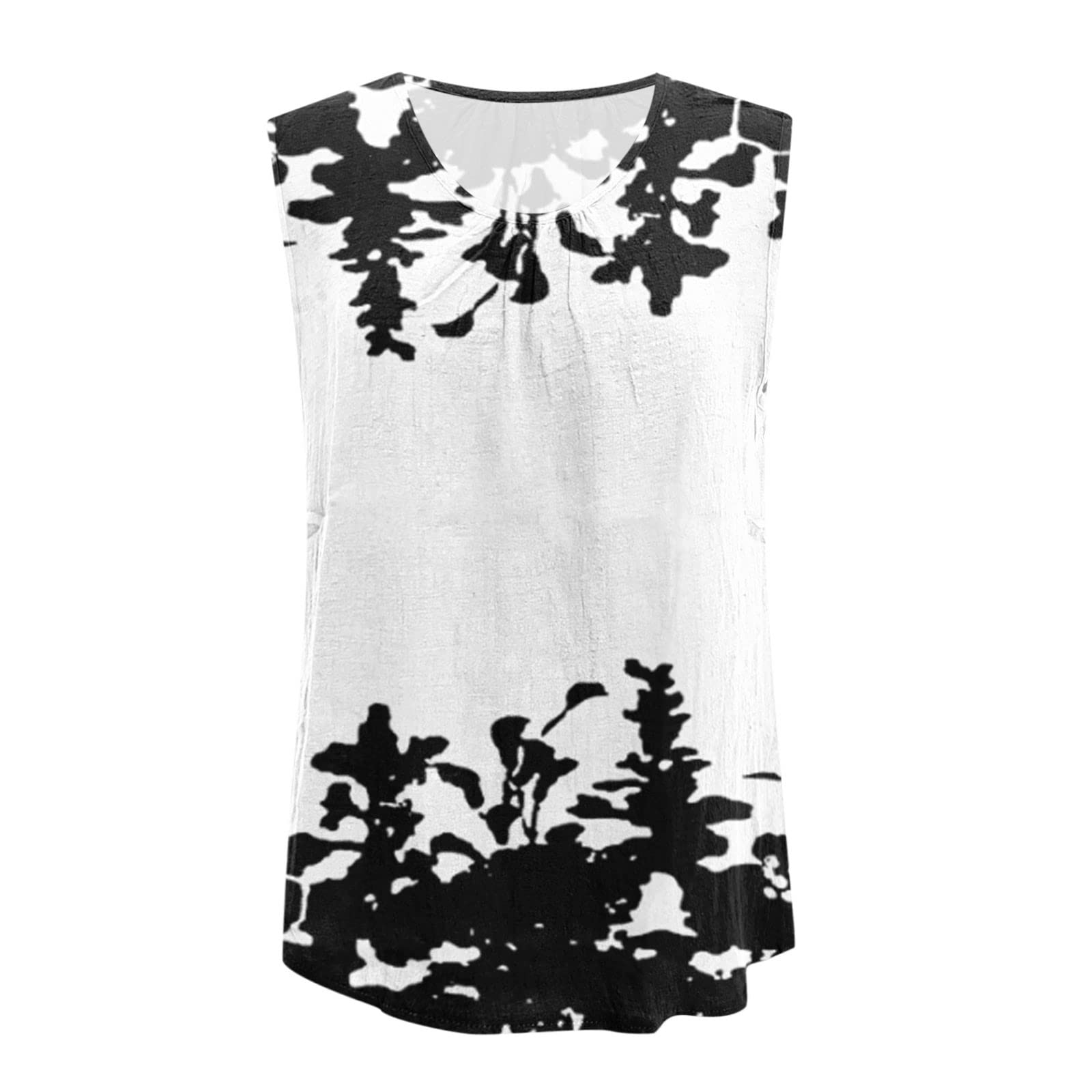 Women's Summer Sleeveless Chiffon Tank Top - Sexy Floral Print Crewneck Tunic Tee - Loose Fit Holiday Vest Shirt - Perfect for Beach Vacation, Casual Outings & Summer Parties