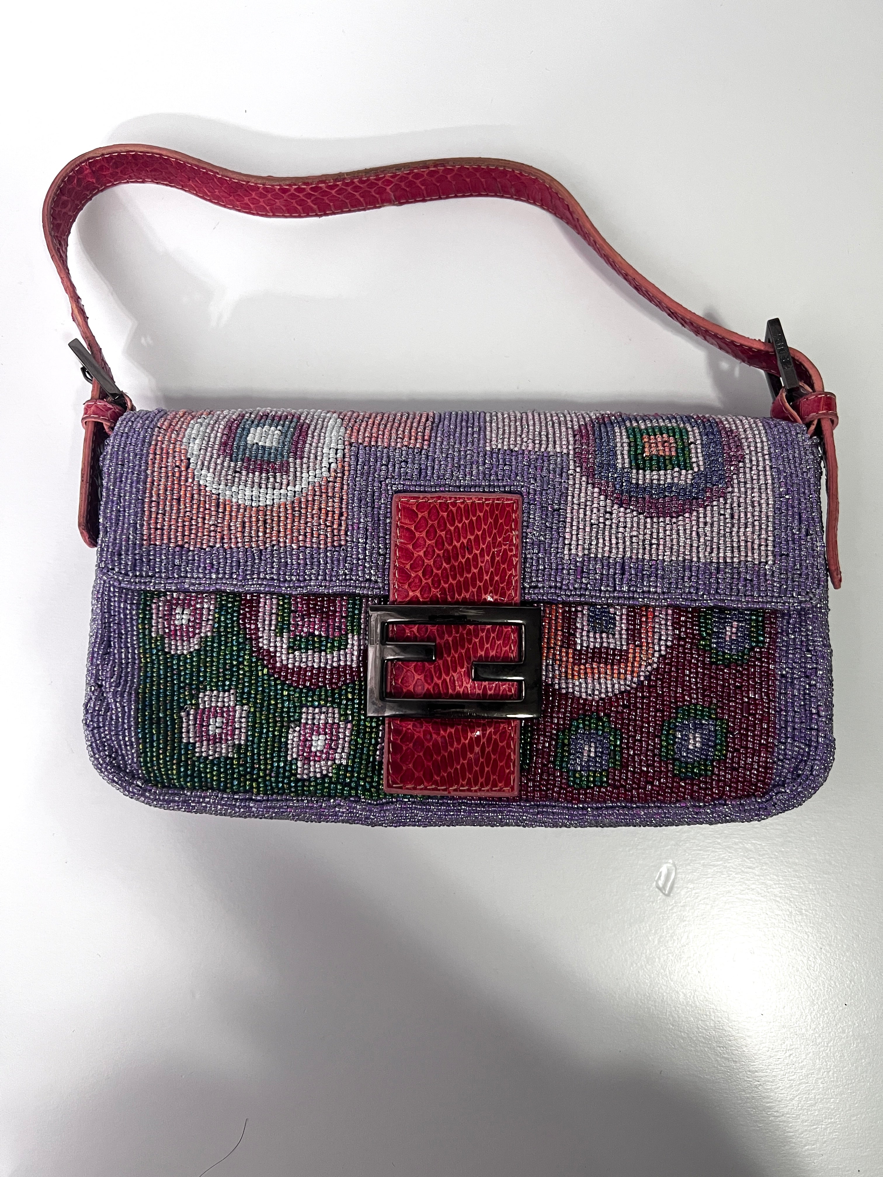 Vintage Fendi Boho Beaded Baguette Bag - Stylish Crossbody Purse for Women, Perfect for Parties, Weddings & Date Nights