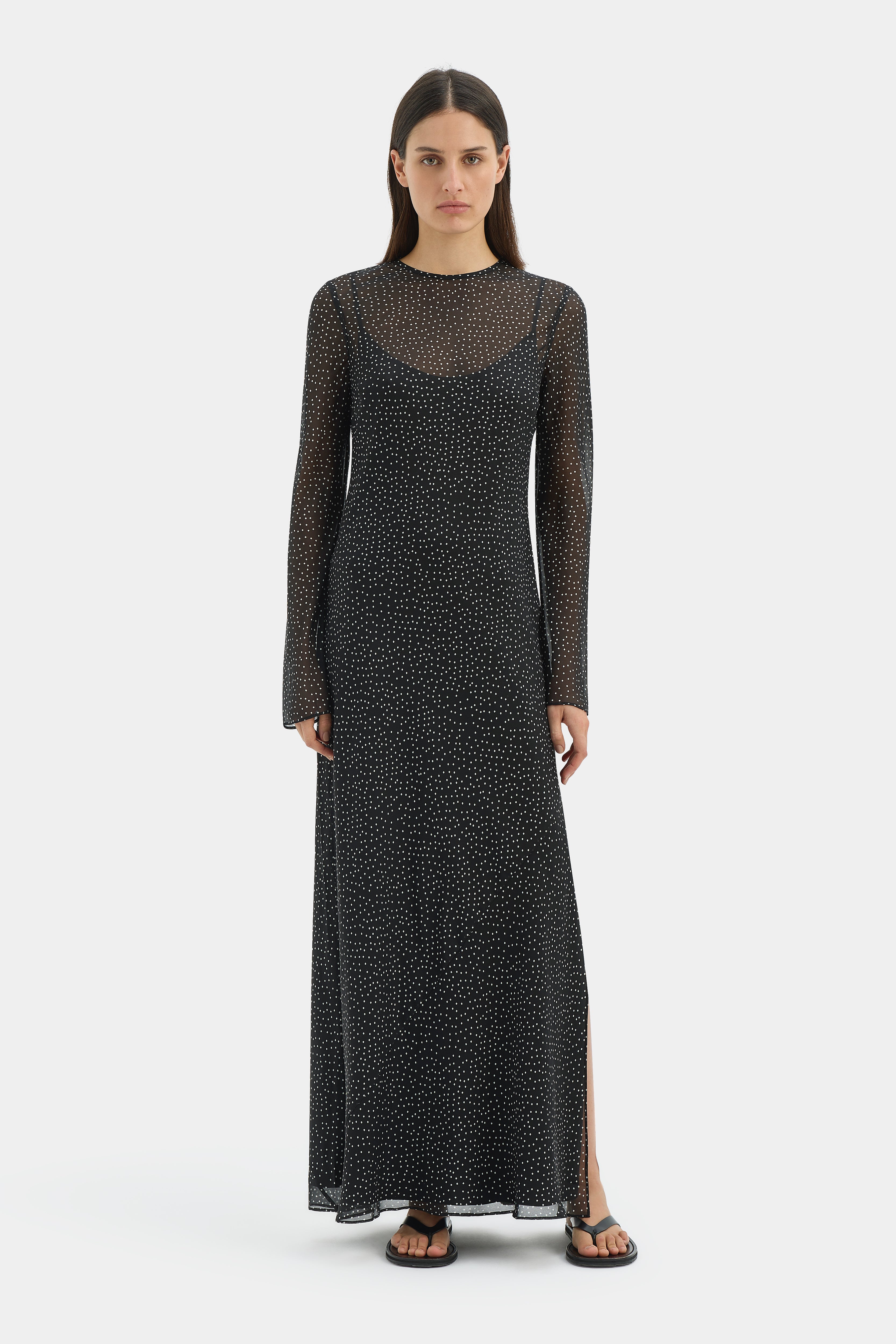 Lisander Women's Long Sleeve Casual Dress - Elegant Flowy Midi Dress for Work, Party & Fall Season