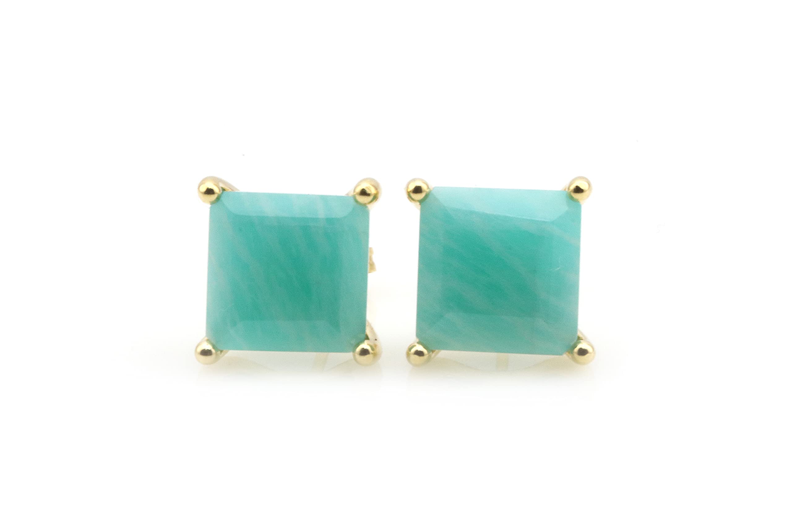 Amazonite Stud Earrings - Square Gemstone Earrings for Women - Handmade Bridal Jewelry, Customizable Statement Earrings | Perfect for Weddings, Parties & Everyday Wear