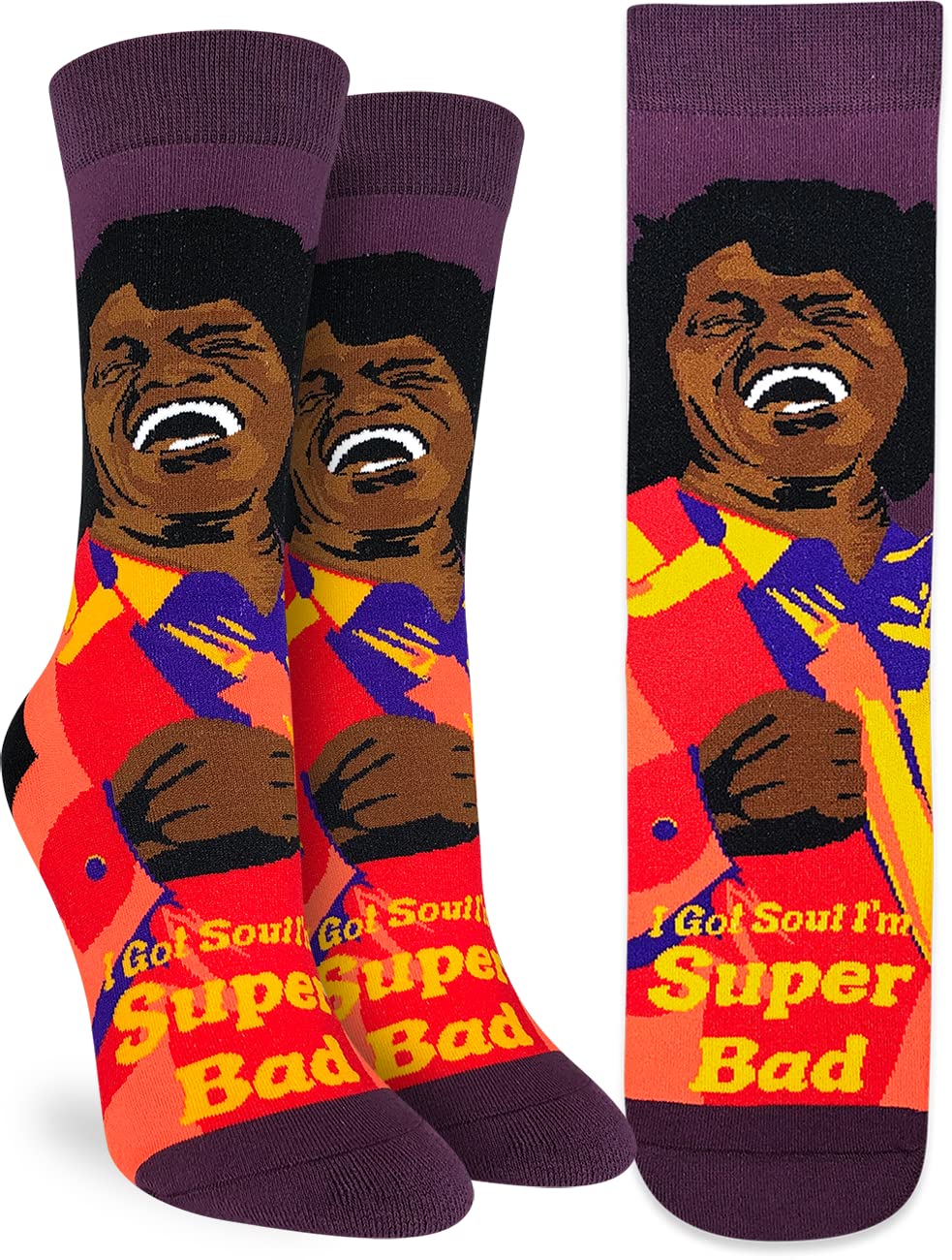 Good Luck Sock Women's James Brown Novelty Crew Socks - Funky Music Inspired Fashion Socks for Women - Perfect Gift for Music Lovers, Dance Enthusiasts & Sock Collectors
