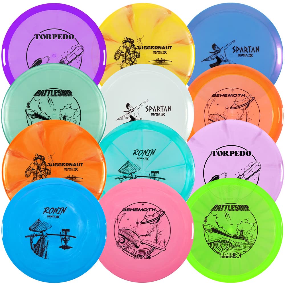 Premium Remix Disc Golf Discs 12-Pack - Assorted Molds & Colors for Ultimate Players | Perfect for Tournaments, Practice & Outdoor Fun