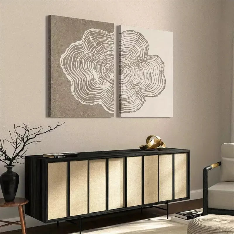 2Pcs Abstract Line Art Wood Texture Canvas Wall Art - 50x75cm Framed High Quality Print | 100% Australian Made | Ready to Hang | Perfect for Living Room, Bedroom & Office Decor