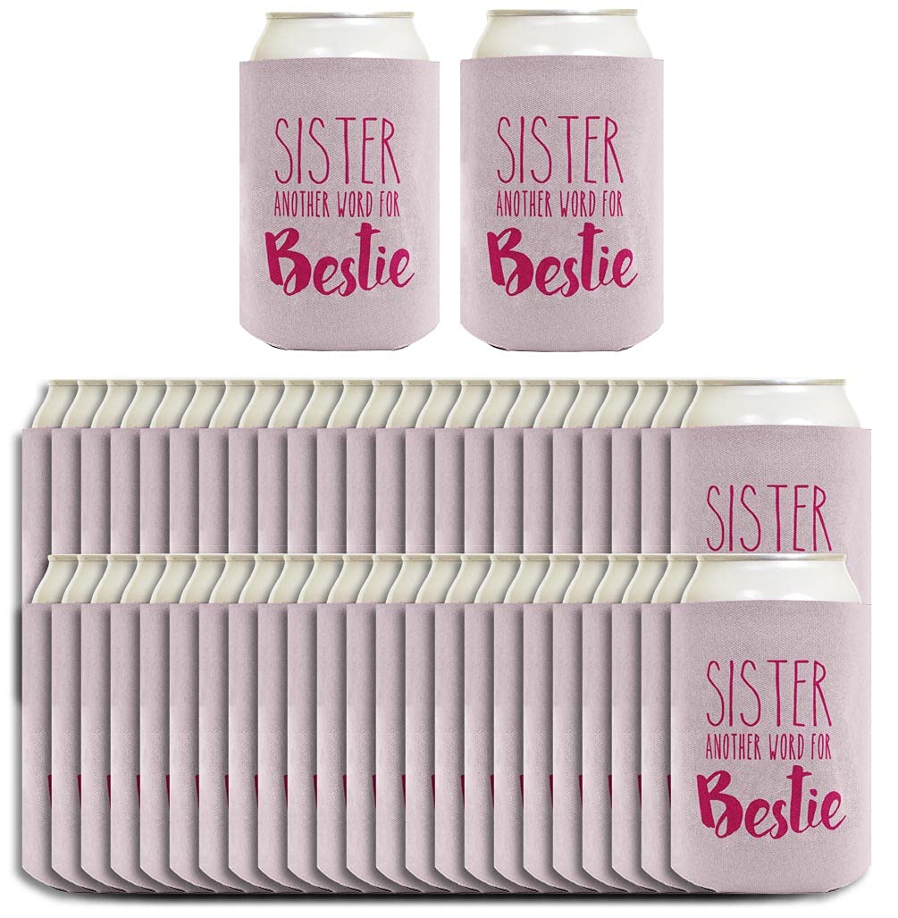 48-Pack Sentimental Drink Can Coolers - Perfect Gifts for Sister & Bestie | Ideal for Parties, BBQs, and Family Gatherings