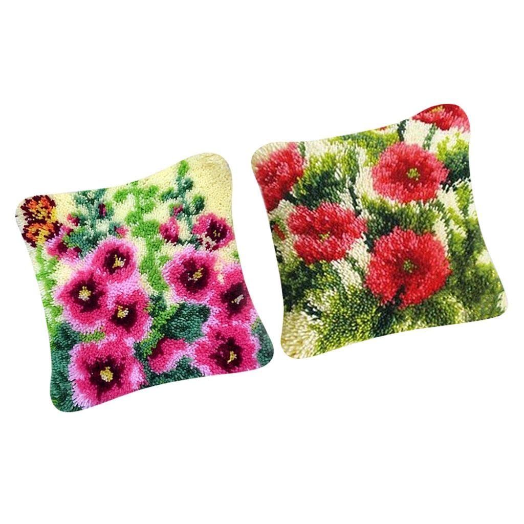 Oshhni DIY Latch Hook Kit with Flower Pattern - Handmade Needlework Cushion for Home Decor, Gifts & Craft Projects