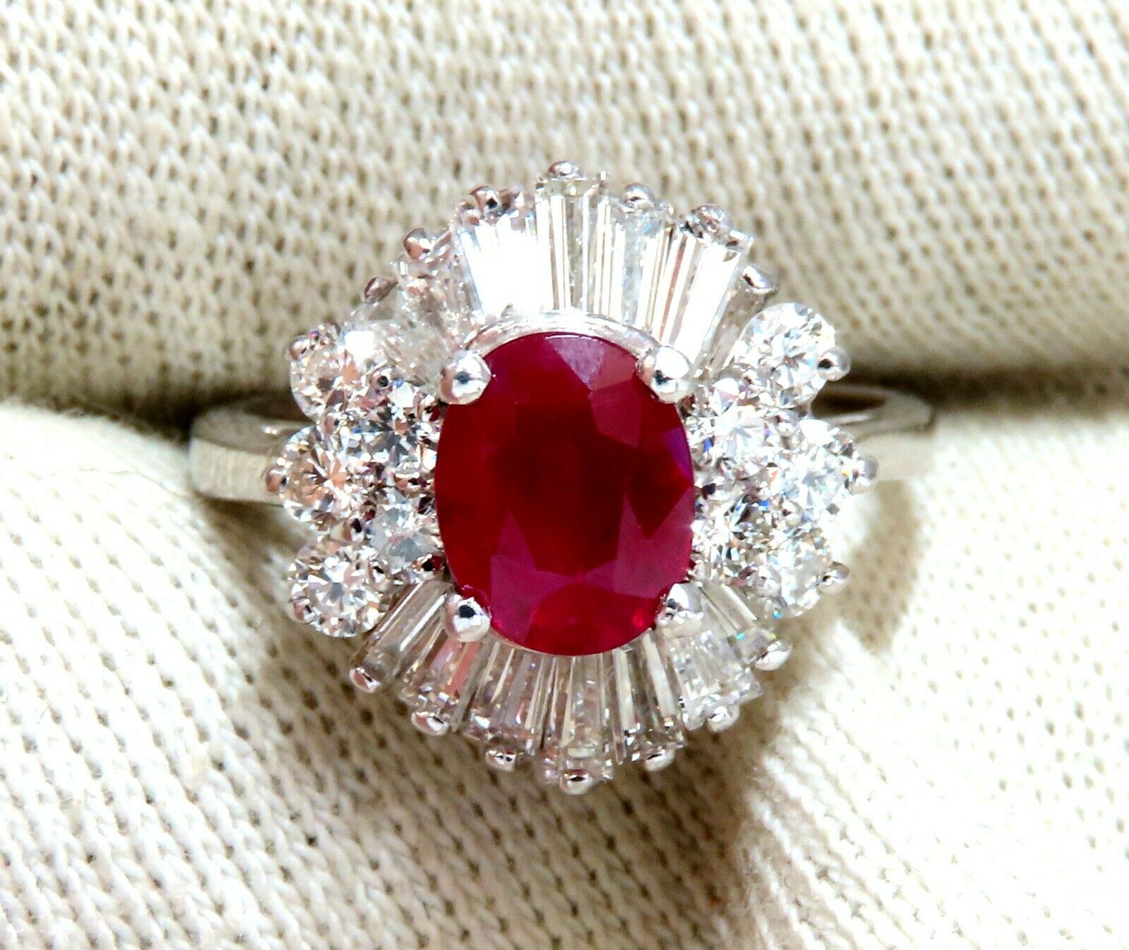 GIA Certified 1.75ct Burma Ruby & Diamond Ballerina Cocktail Ring in 14K Gold - Perfect for Evening Parties, Weddings & Special Occasions