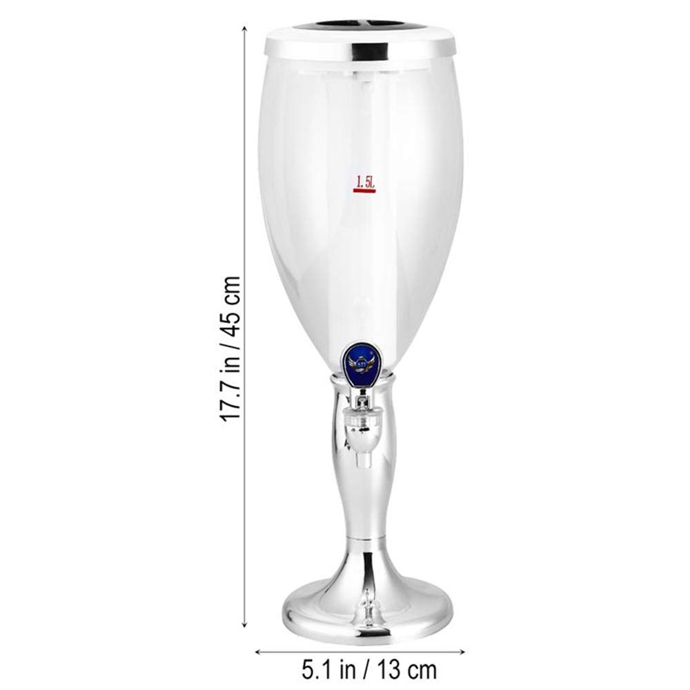 LED Color Changing 3L Tabletop Wine Beer Tower Dispenser - Silver Beverage Juice Server for Bar, Party, Restaurant, KTV & BBQ | Perfect for Weddings, Birthday Celebrations & Outdoor Gatherings