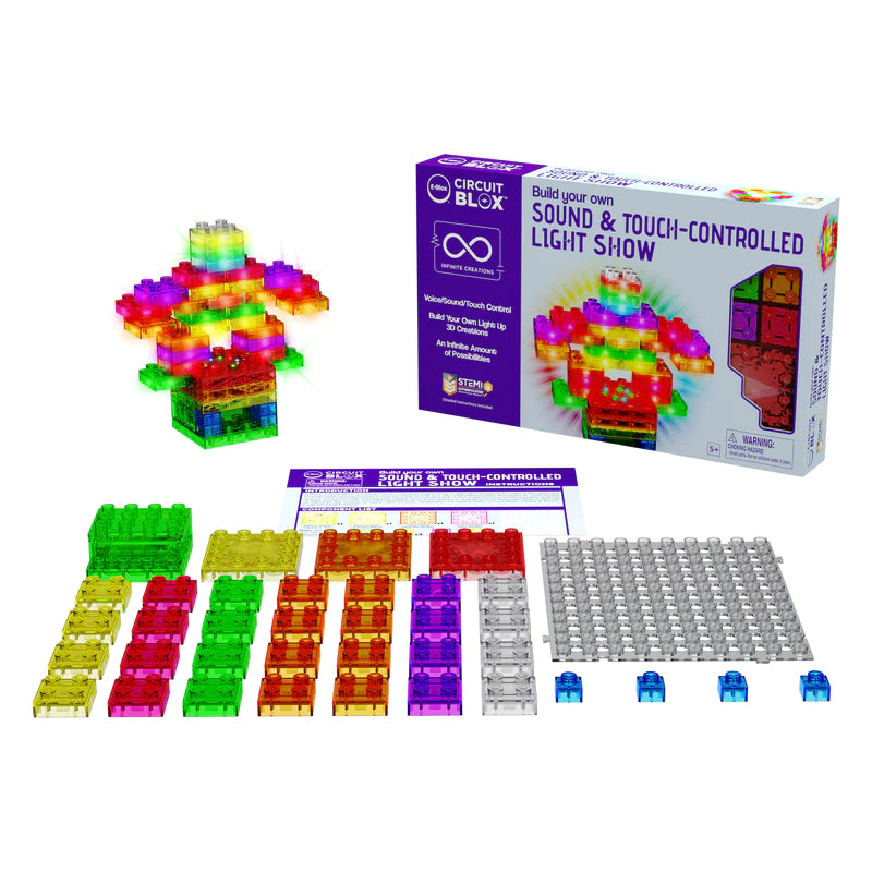 Circuit Blox™ BYO Sound & Touch Activated Light Show Kit - DIY Electronic Building Blocks for Kids & Teens - Perfect for STEM Learning, Science Projects & Interactive Play at Home or School