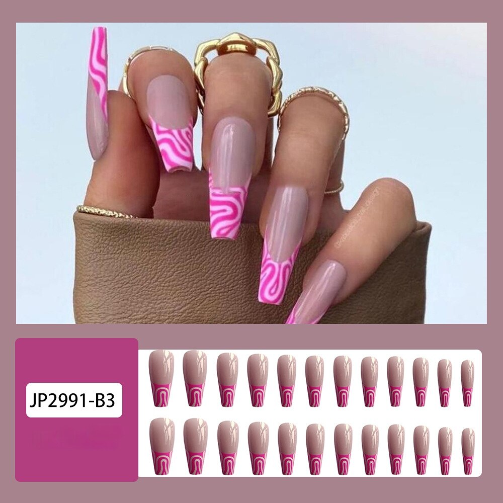 24Pcs Fashionable Detachable Butterfly Nail Art - Coffin Fake Press on Nails with Glue, Nude Color Full Cover Artificial Nails for Women | Perfect for Parties, Weddings, and Daily Wear
