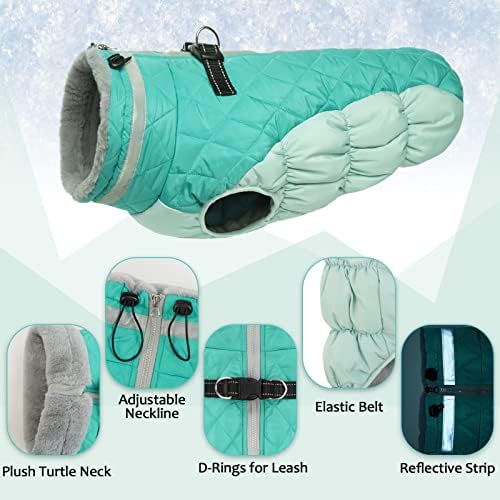 **Lelepet Warm Winter Dog Coat - Waterproof Windproof Fleece Jacket with Reflective Harness for Small Dogs | Turtleneck Zippered Snow Vest for Outdoor Walks & Cold Weather**