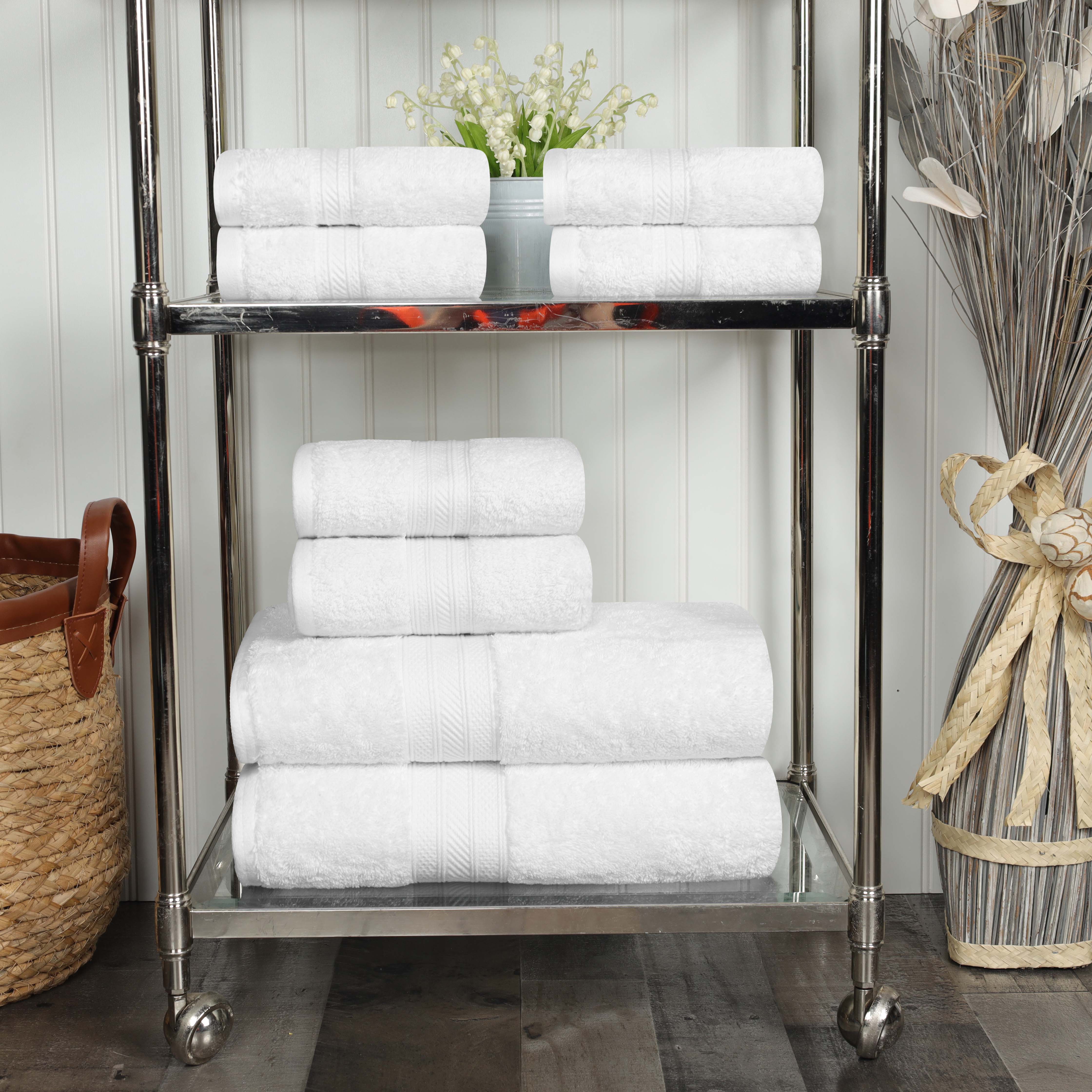 Atlas Cotton Plush Absorbent Heavyweight 8-Piece Bath Towel Set - Ultra Soft & Quick Dry for Spa, Gym, and Luxury Home Use