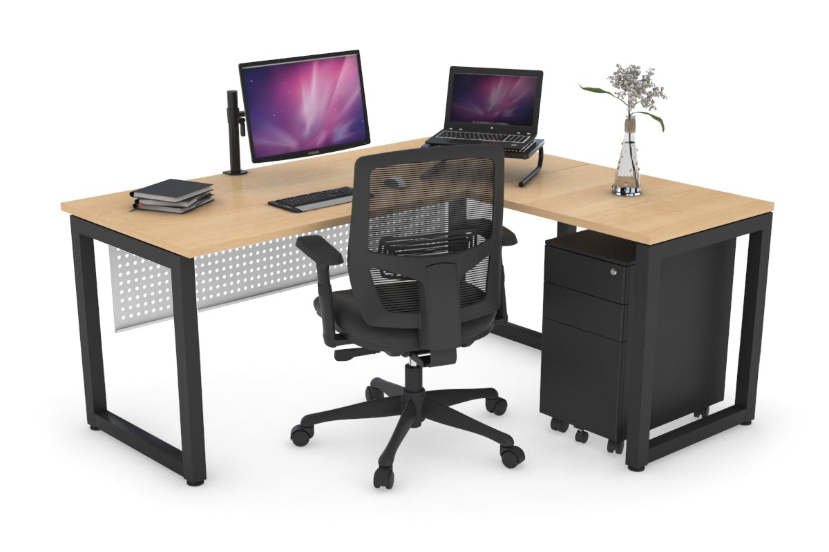 Quadro Loop Legs L-Shaped Corner Office Desk - 1800L x 1450W Dimensions, Ergonomic Home & Business Workspace Solution for Computer, Laptop, and Office Setup