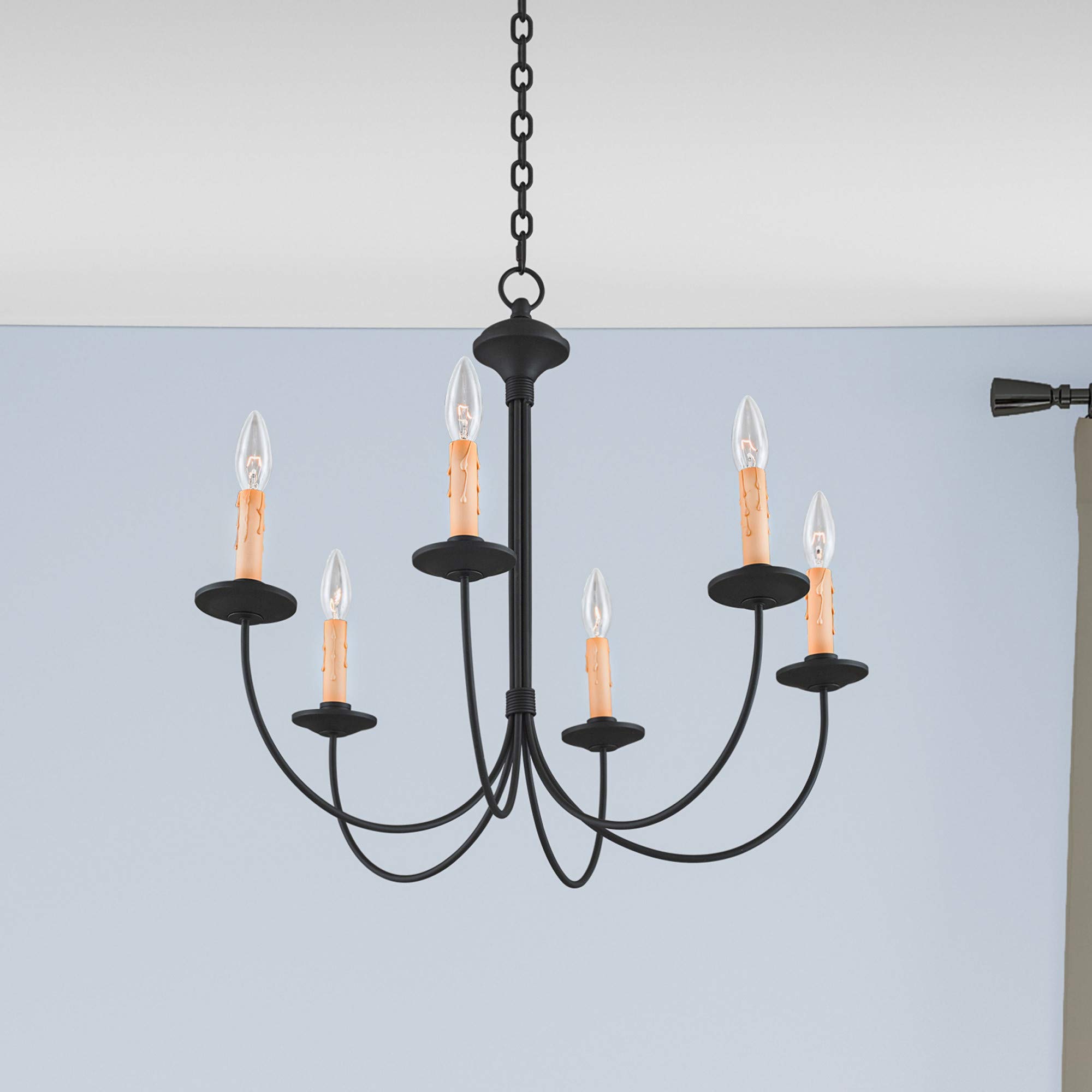 Livex Lighting 4456-04 Heritage 6-Light Black Chandelier - Elegant Dining Room & Bedroom Ceiling Fixture for Modern & Traditional Homes
