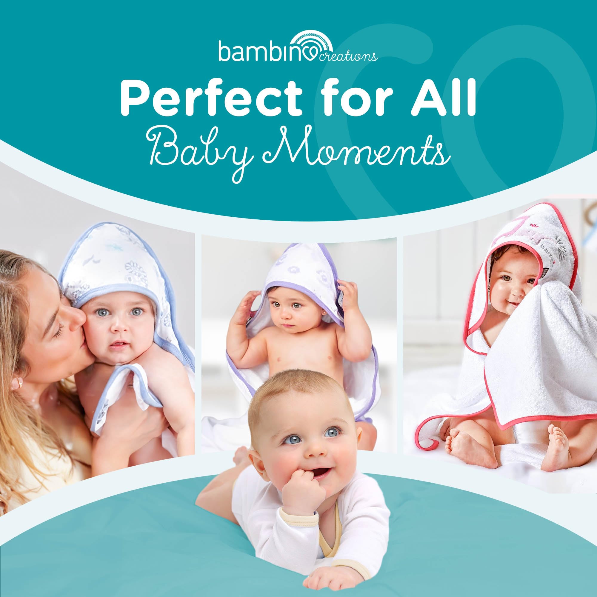 Soft 100% Cotton Baby Hooded Towel 30x30 Inch - 2-Layer Terry Cloth Newborn Bath Towel for Boys & Girls - Machine Washable Baby Shower Gift (Beige Tiger Print) by BAMBINO CREATIONS - Perfect for Bath Time, Swimming & Spa Days