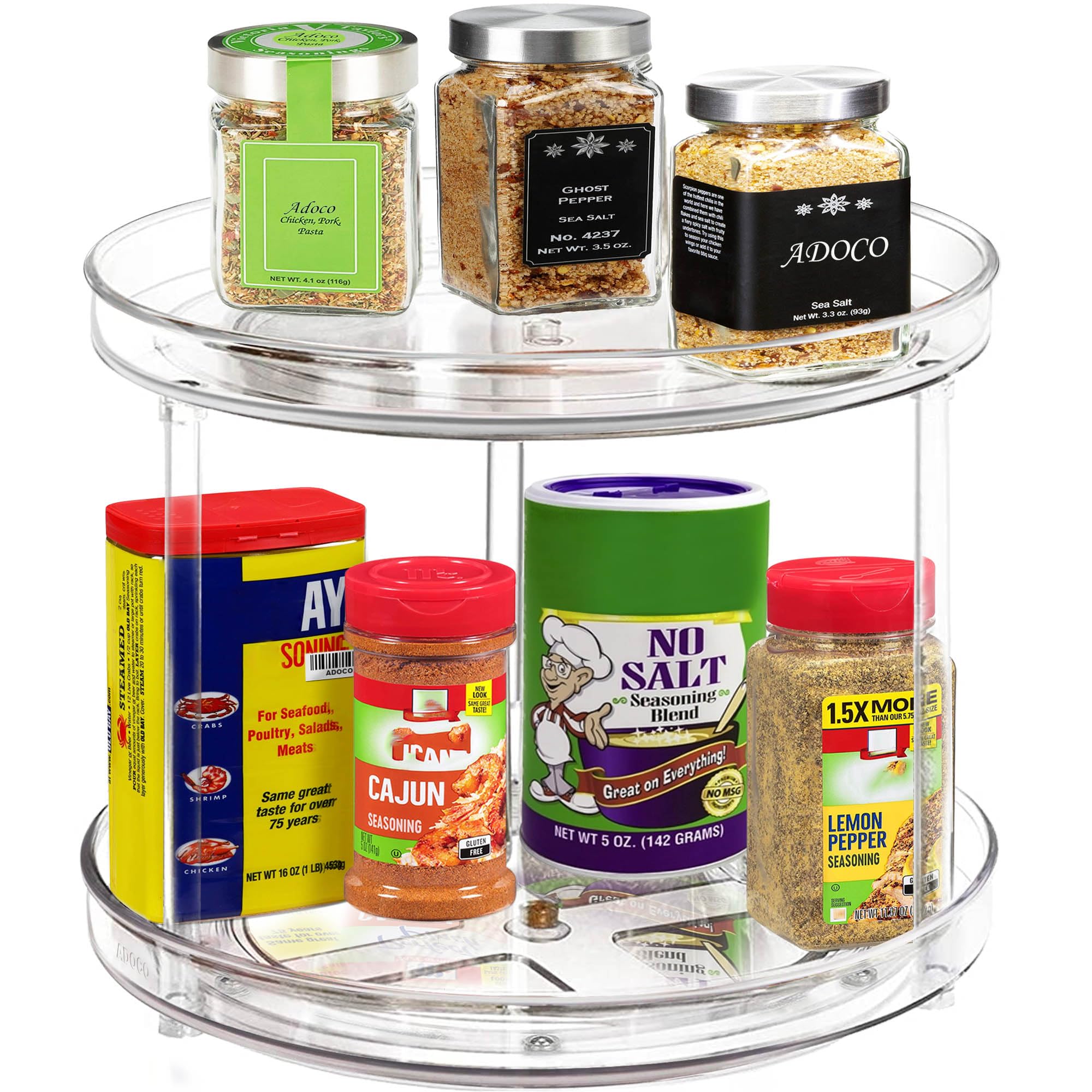 2 Tier Lazy Susan Bathroom Organizer - 9.25 Inch Clear 360° Rotating Makeup Organizer for Vanity, Skincare & Perfume Storage, Spice Rack for Cabinet - Perfect for Home Organization, Bathroom Counter & Kitchen Pantry Storage
