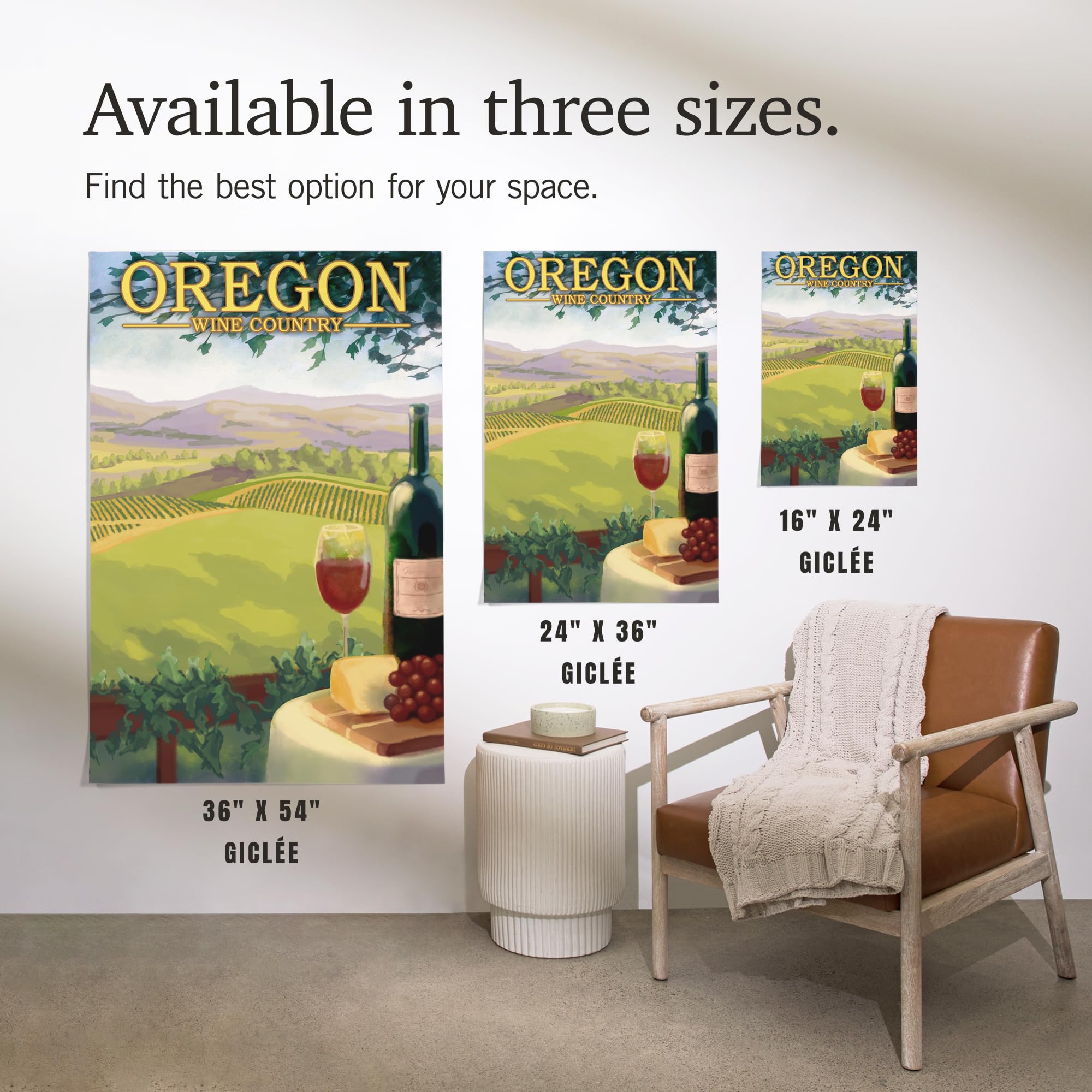 Lantern Press 16x24 Inch Giclee Art Print - Oregon Wine Country Landscape Wall Decor | Perfect for Home, Office & Gift Giving