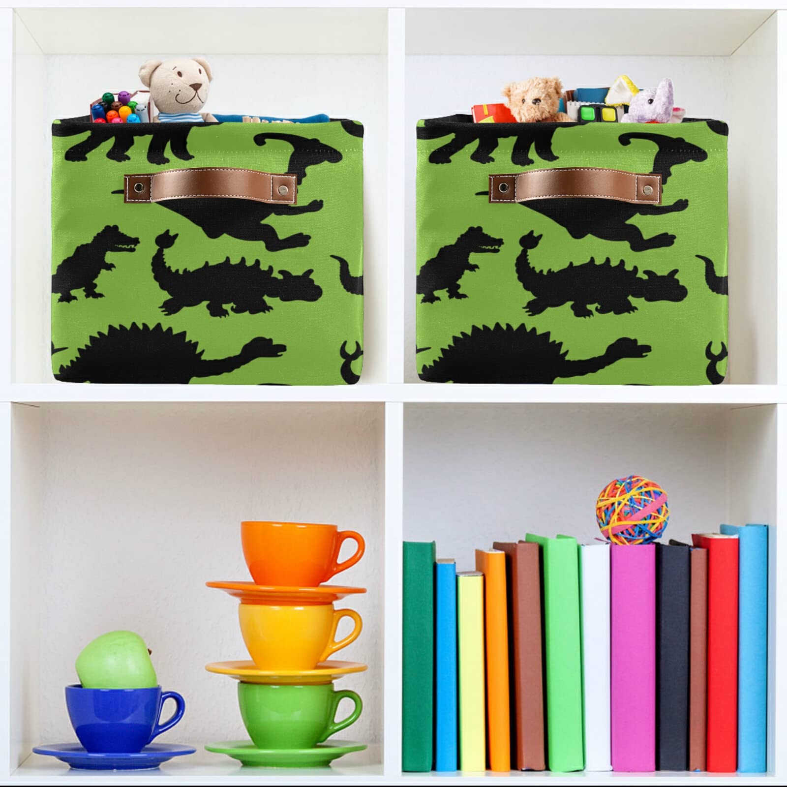 Waterproof Dinosaur Storage Basket - Set of 2 Toy Organizer Bins for Nursery, Baby Shower & Kids Room (14.2x10.2x8.3 Inch) - Cute Dinosaur Design Perfect for Storing Toys, Books & Baby Essentials | RB405
