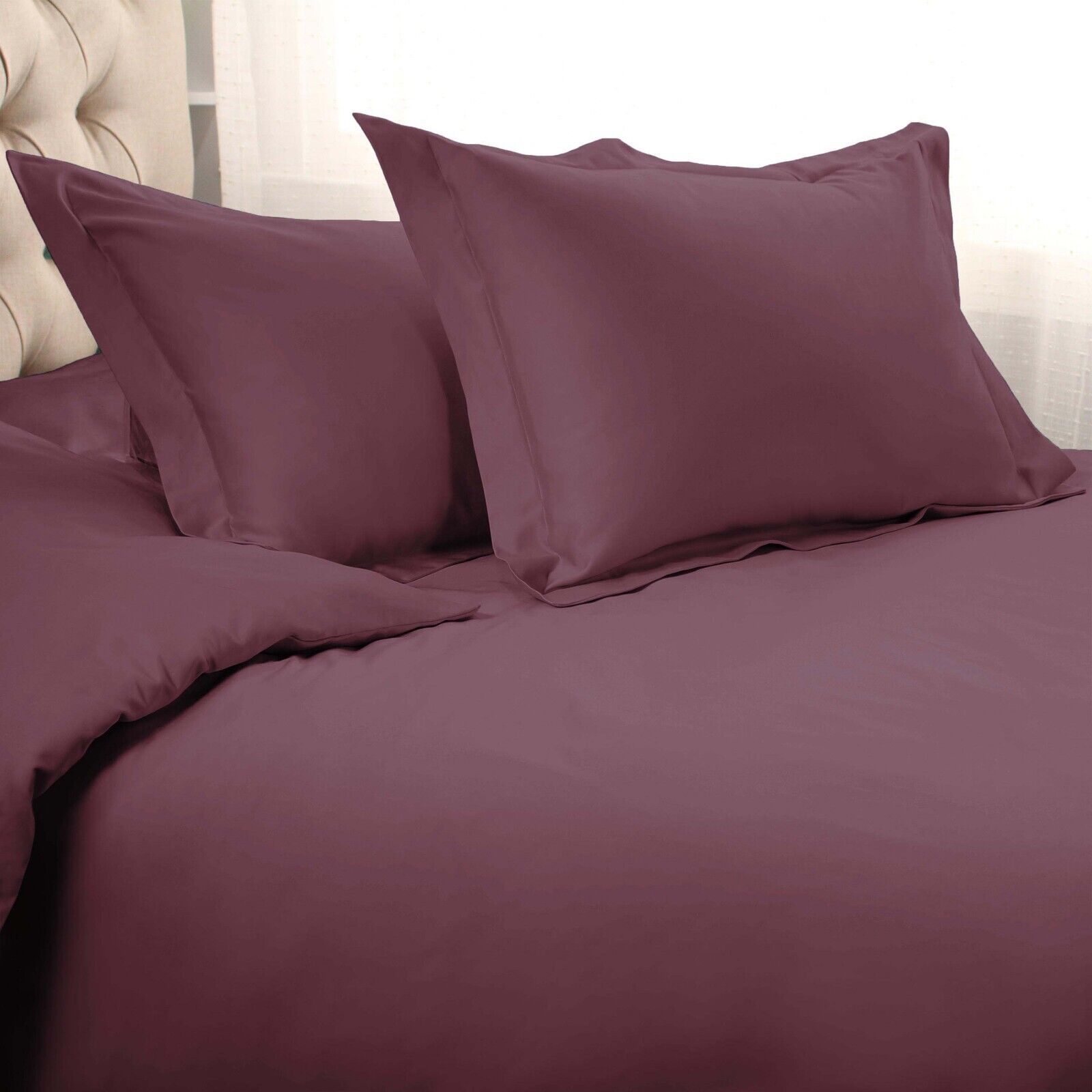 1000 Thread Count Egyptian Cotton Solid Duvet Cover Set - Luxury Bedding for Master Bedroom & Guest Room - Soft Breathable Duvet Cover for All Seasons