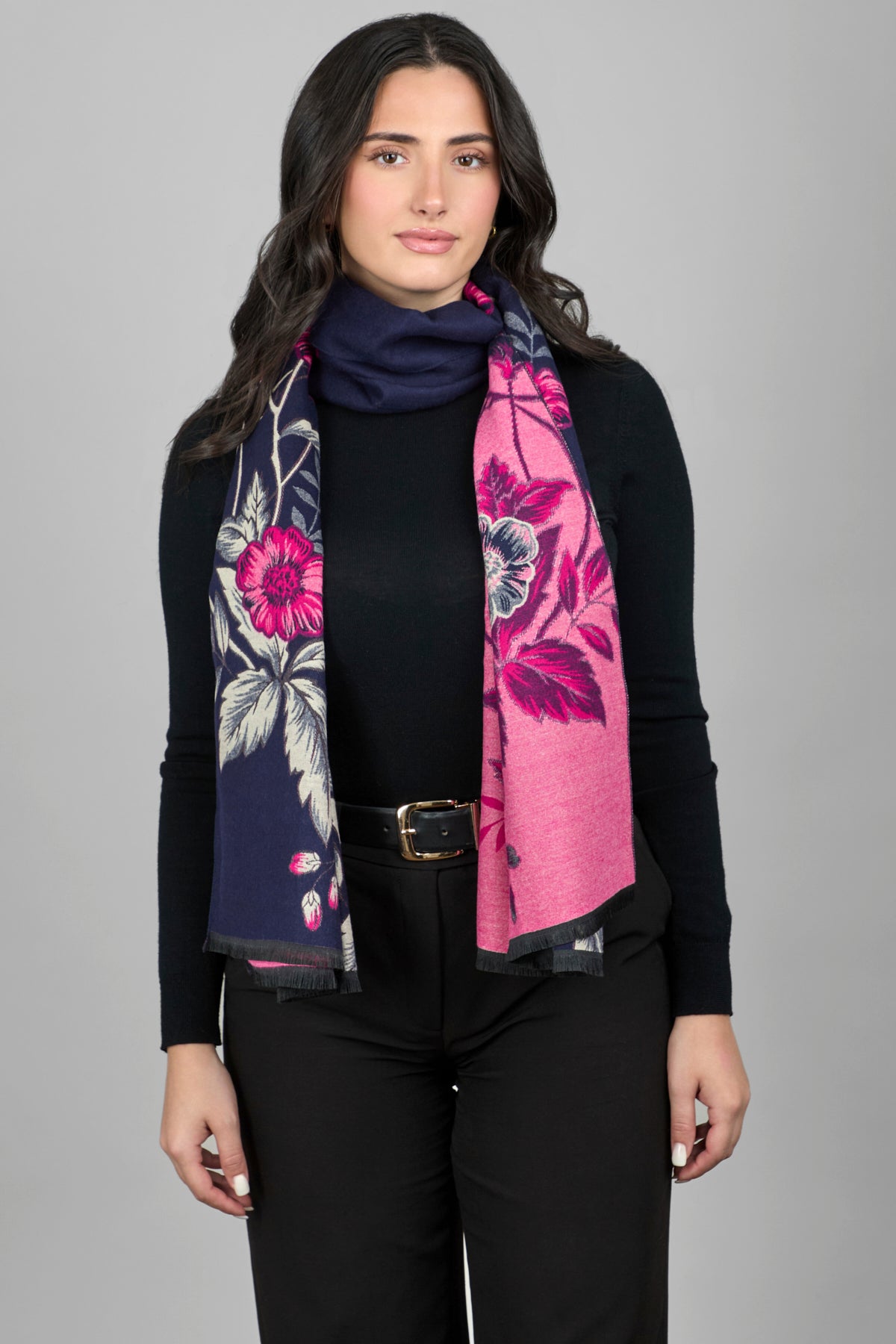 Floral Reversible Scarf for Women - Lightweight Fashion Shawl Wrap for Fall & Winter - Perfect for Office, Travel and Special Occasions