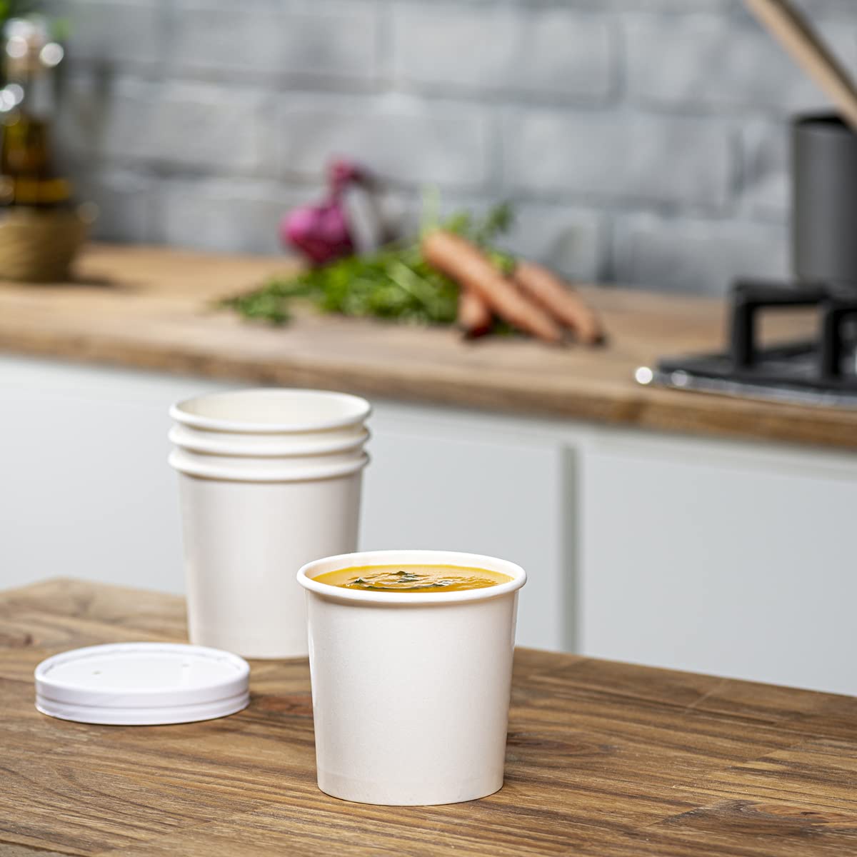 12 oz. Disposable White Paper Food Containers with Vented Lids - Bulk Case of 250 (10/25 Sets) - To-Go Hot Soup Bowls & Ice Cream Cups - Perfect for Restaurants, Catering, Takeout & Food Trucks