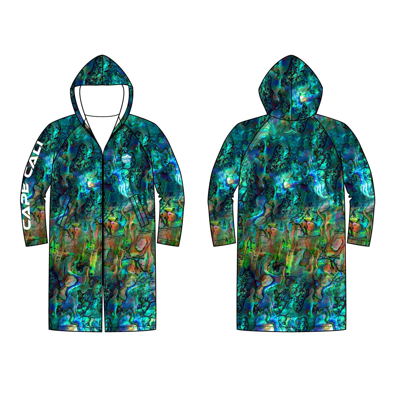 Premium Abalone Shell Print Waterproof Parka Jacket for Men & Women - Outdoor Hiking, Camping & Rainy Day Adventures