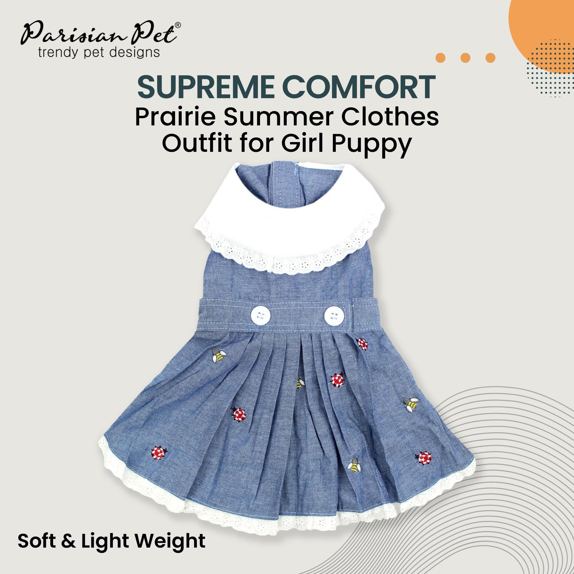 Parisian Pet Dog Dress - Chambray Dog Overalls - Lightweight & Fashionable Summer Dog Skirt - Sleeveless Dog Clothes for Large Dogs (2XL) - Perfect for Outdoor Adventures, Beach Trips & Photo Shoots