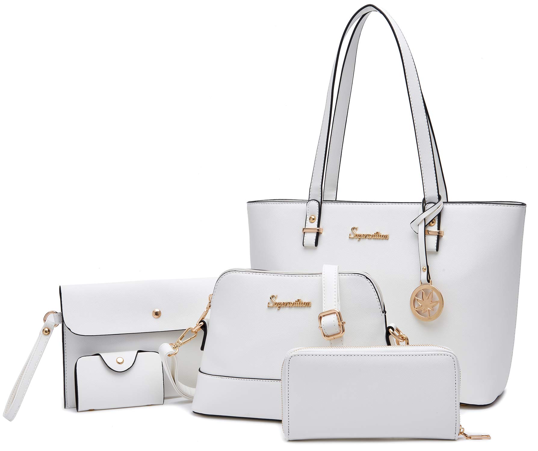 Soperwillton Women's 5-Piece Handbag Set - Tote, Shoulder Bag, Satchel, Wallet & Purse for Work, Travel & Daily Use | Stylish & Functional Accessories