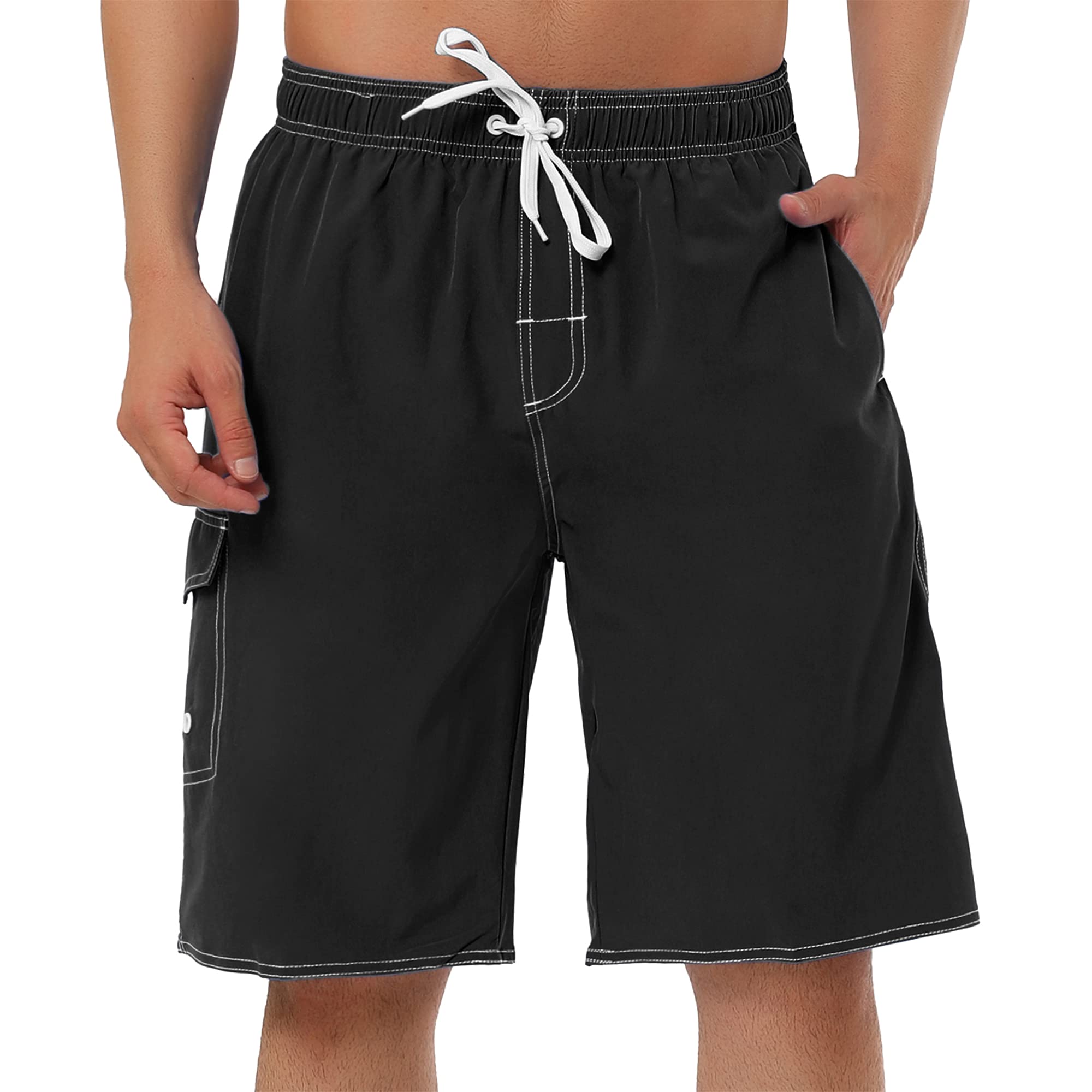 Lars Amadeus Men's Quick-Dry Swim Trunks with Elastic Waist & Drawstring - Lightweight Summer Beach Shorts for Swimming, Surfing & Outdoor Activities