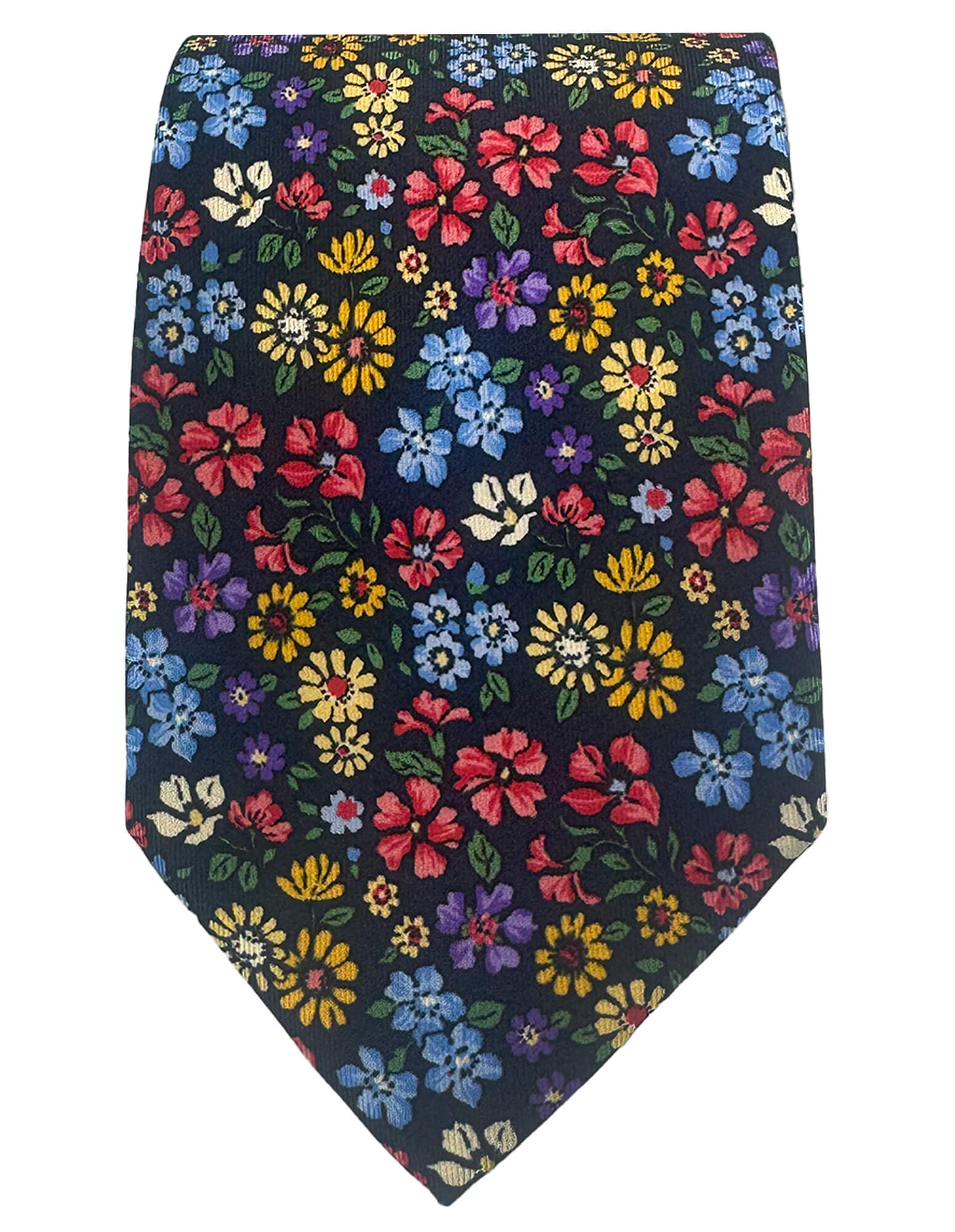 CANTINI Osvaldo Floral Silk Tie for Men - Navy Blue Necktie for Business, Wedding & Formal Occasions