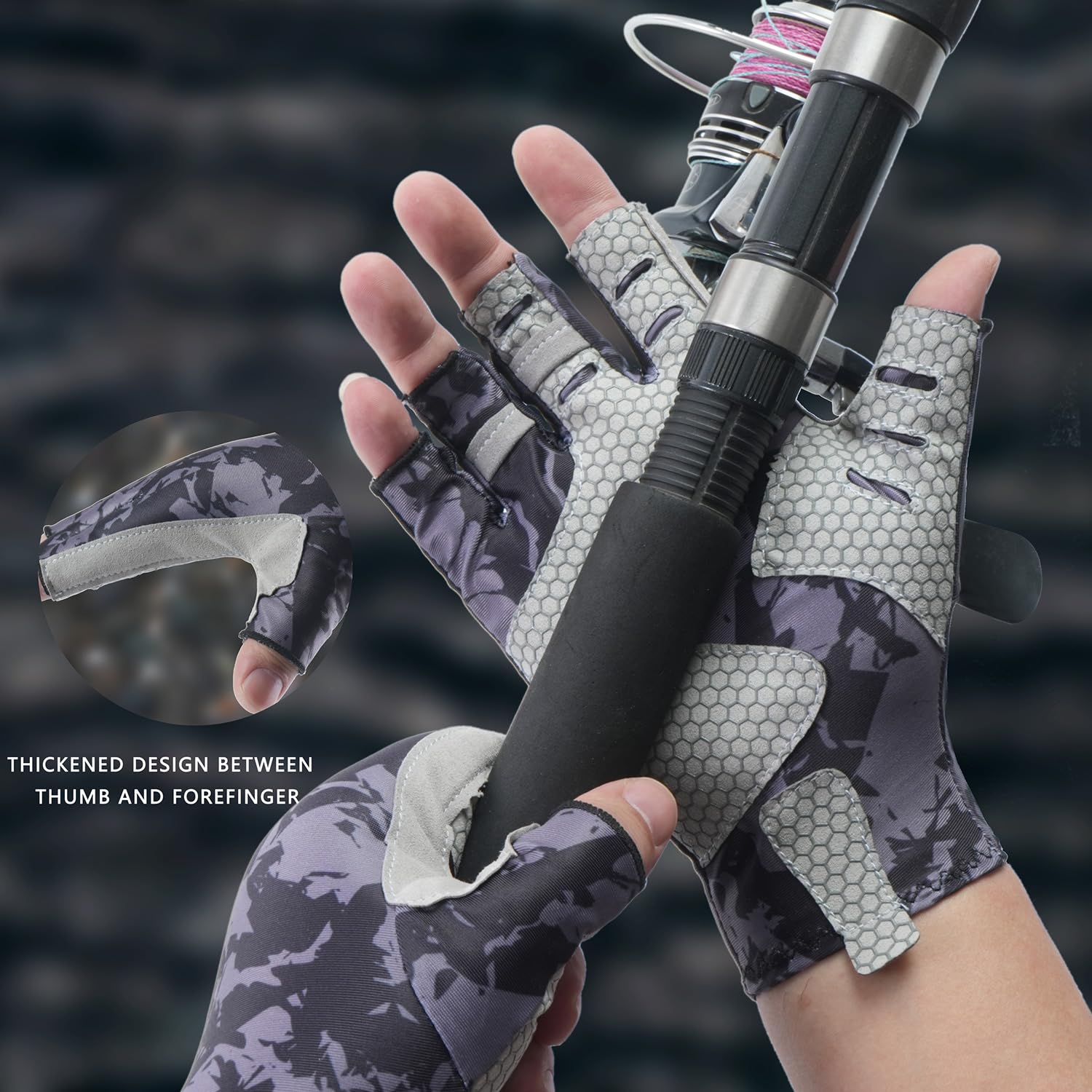 UPF50+ Fishing Gloves for Men & Women - UV Protection Fingerless Sun Gloves for Fishing, Kayaking, Rowing, Paddling, Canoeing, Hunting - Perfect for Outdoor Water Sports & Summer Activities