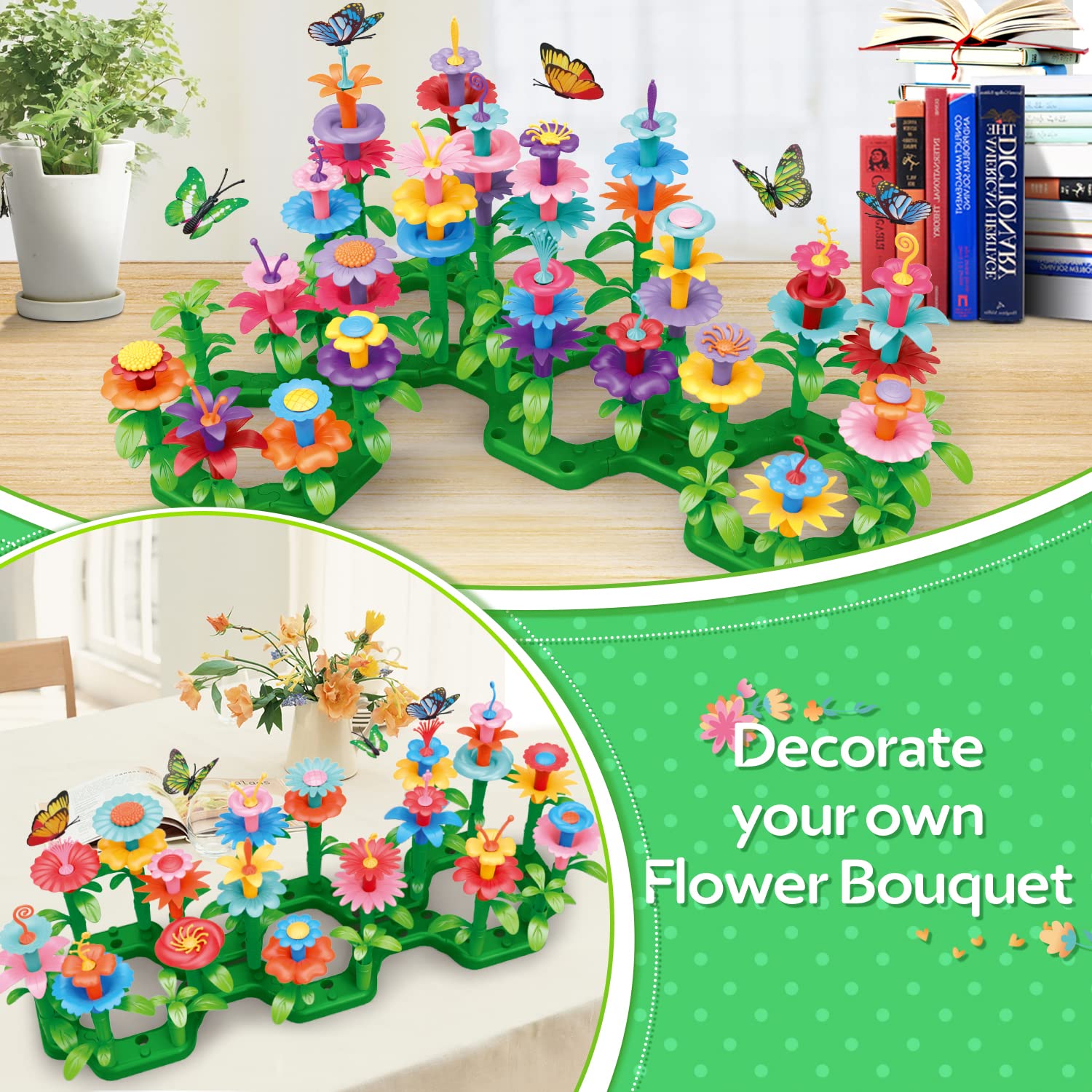YEEBAY STEM Flower Garden Building Blocks - 148 PCS Educational Stacking Toys for Kids Ages 3-7, Gardening Pretend Play Set for Preschool Learning & Fine Motor Skills Development - Perfect for Indoor Creative Play & Early Childhood Education